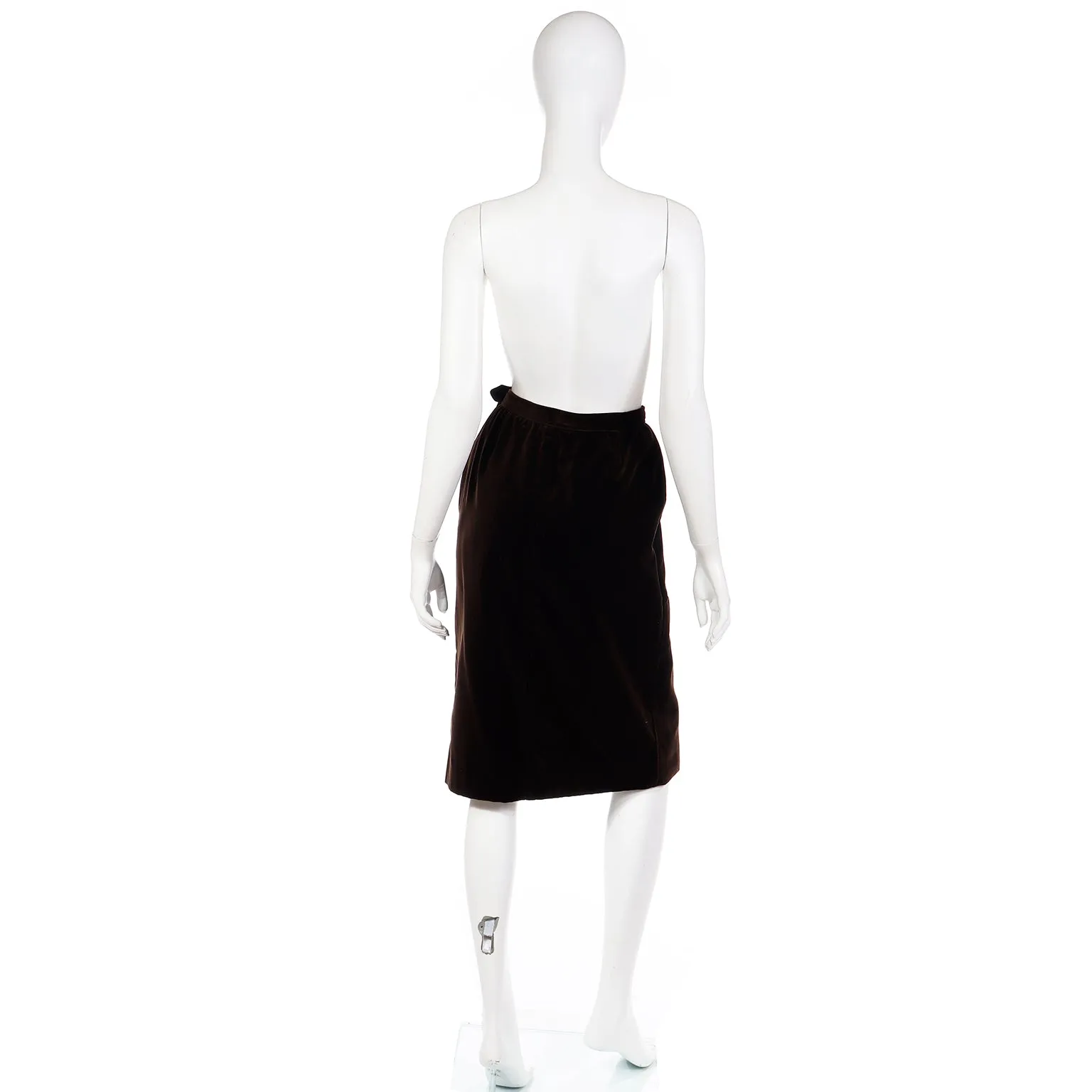 1980s YSL Brown Velvet Yves Saint Laurent Slim Skirt