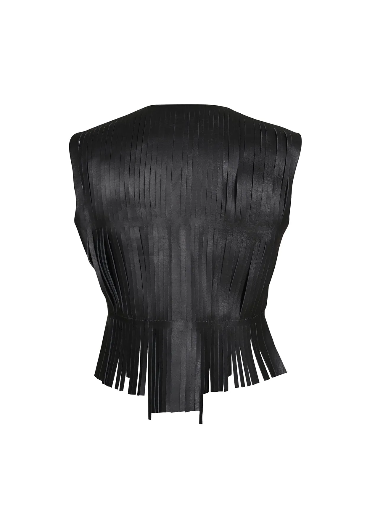 Ayla Fringed V-Neck Leather Vest