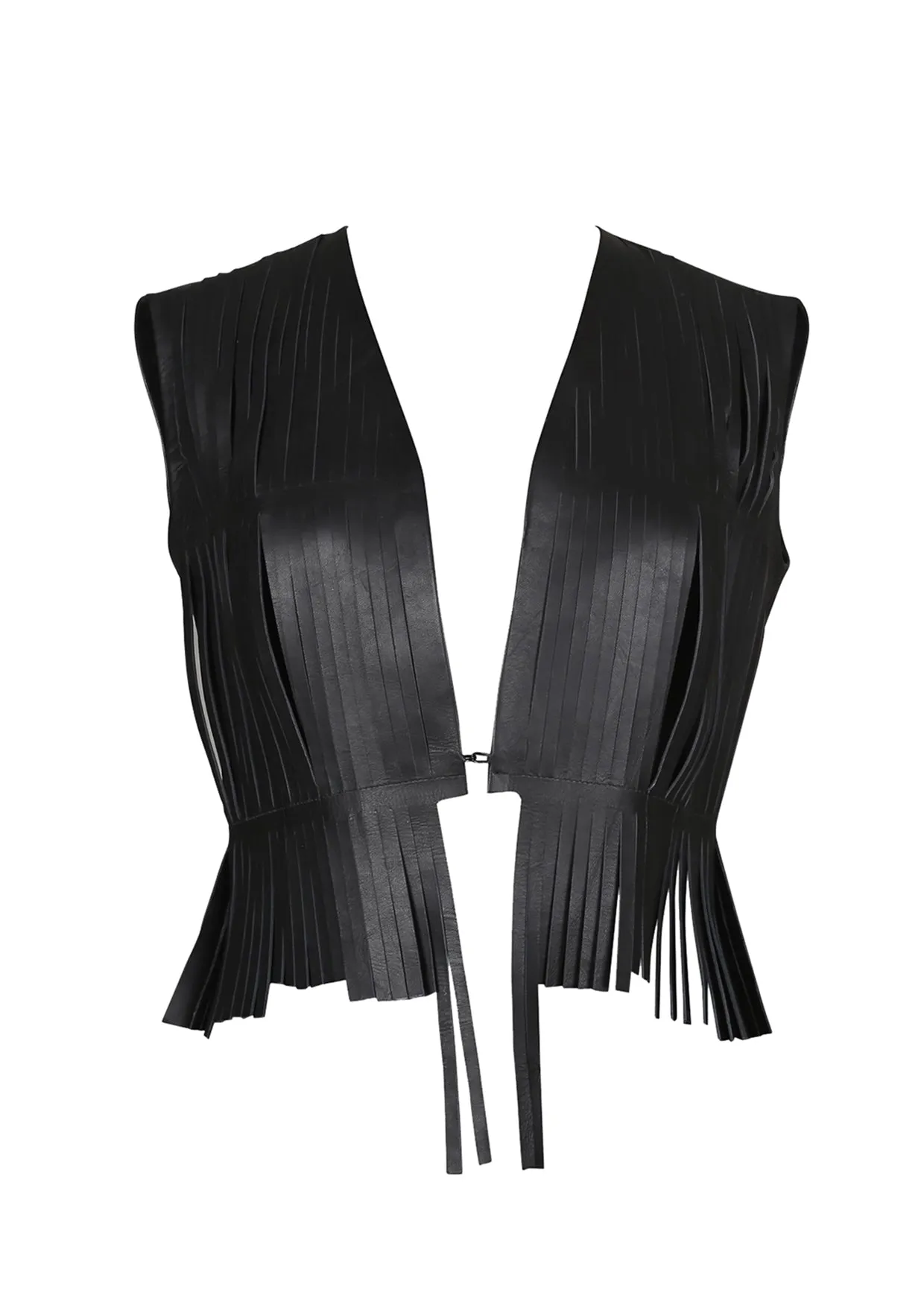 Ayla Fringed V-Neck Leather Vest