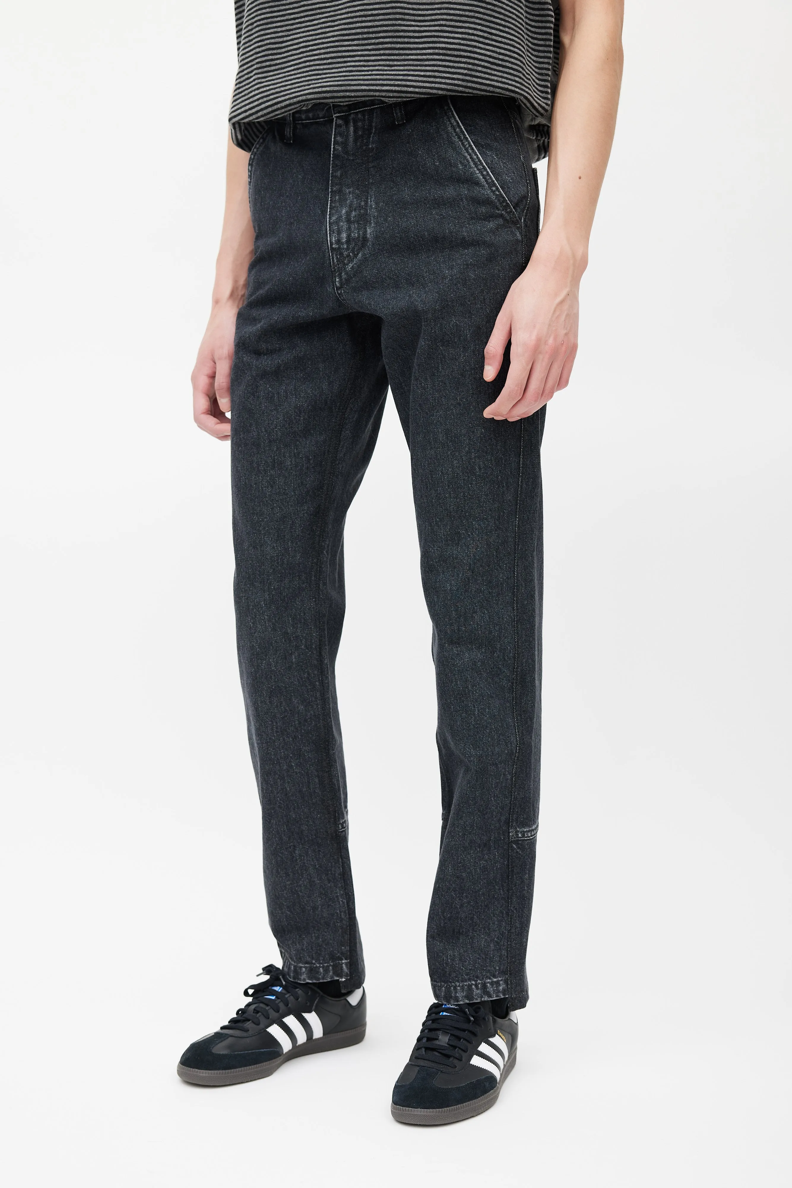 Black Straight Leg Washed Jeans