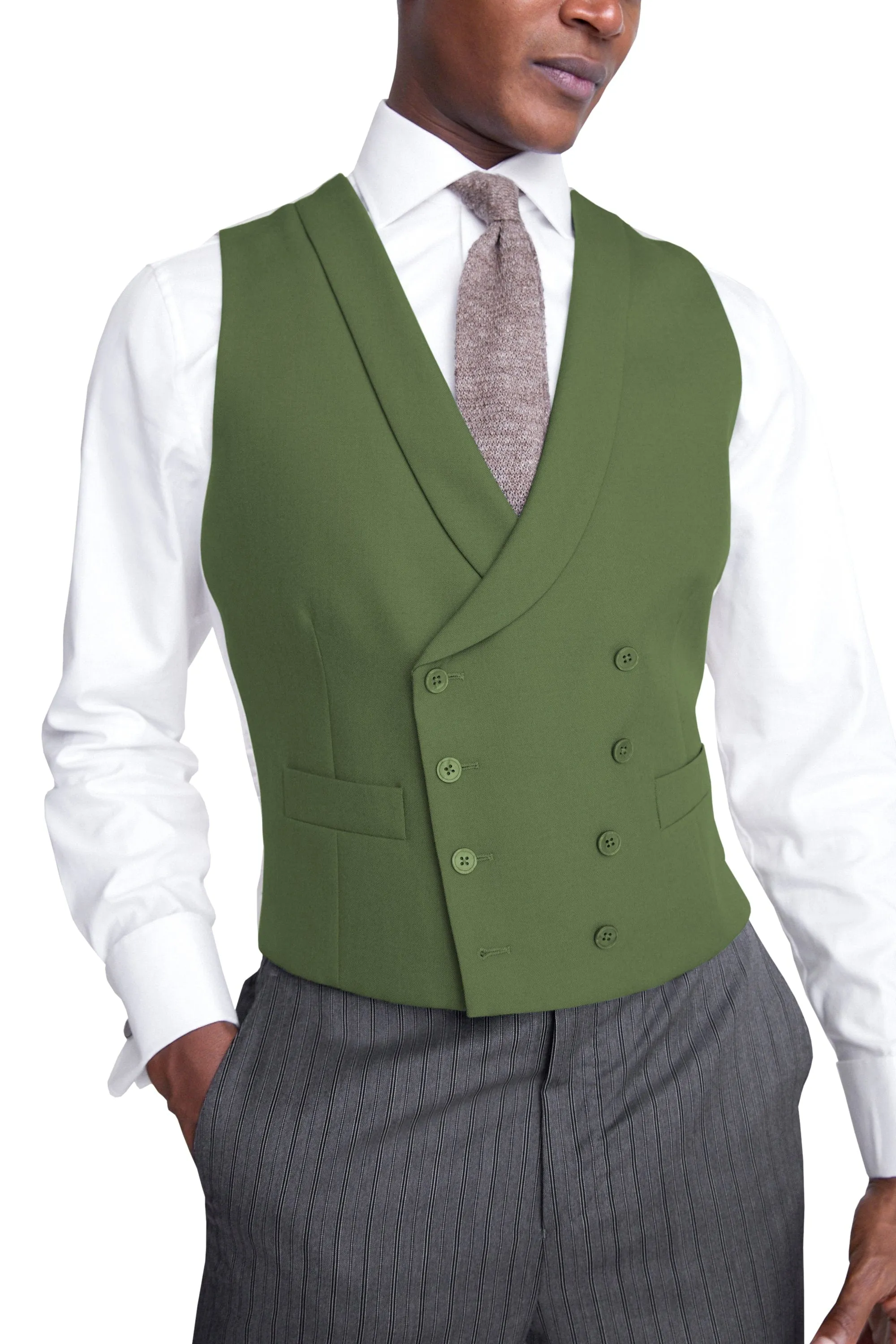 Business Casual Double Breasted Shawl Lapel Men Vest