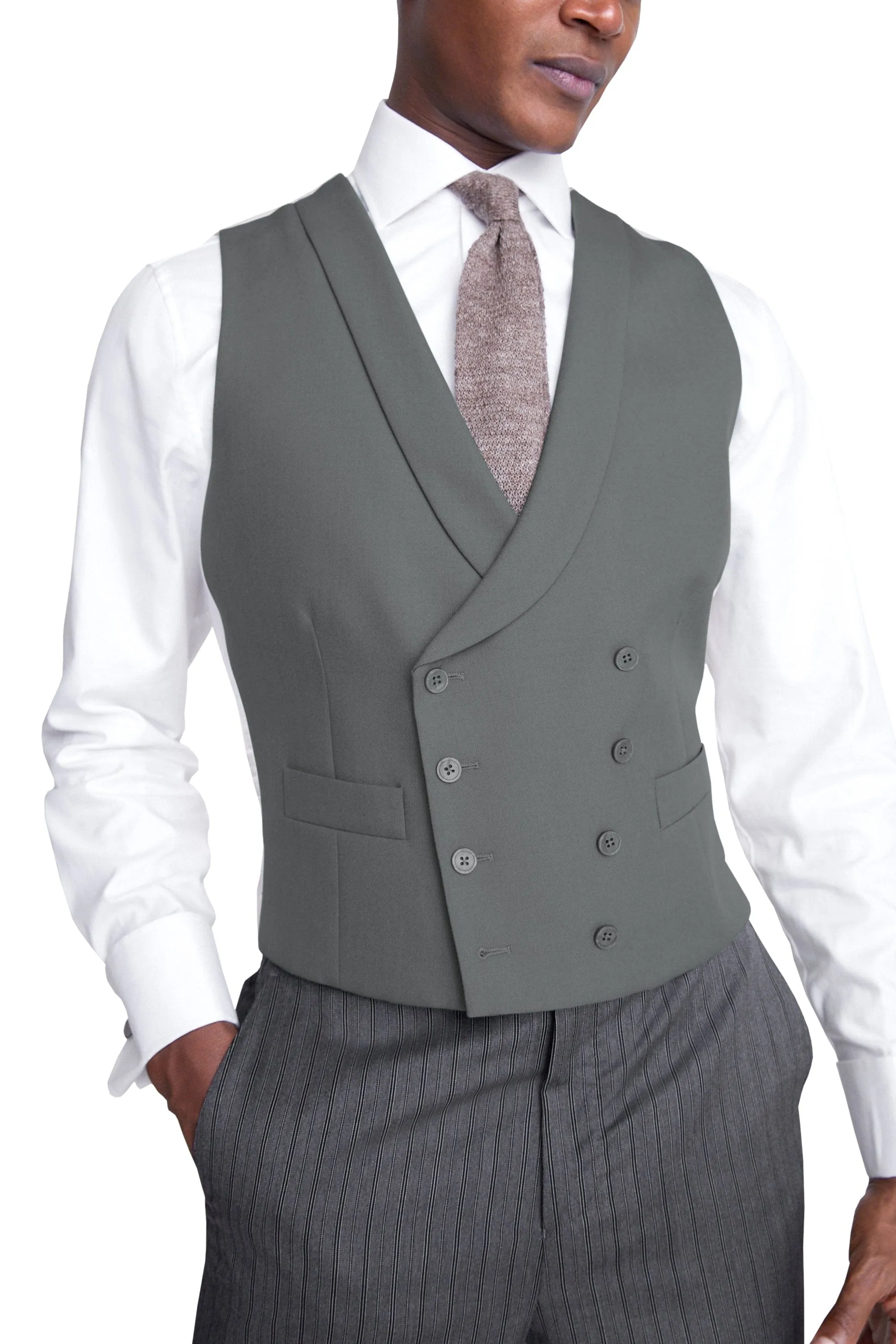 Business Casual Double Breasted Shawl Lapel Men Vest