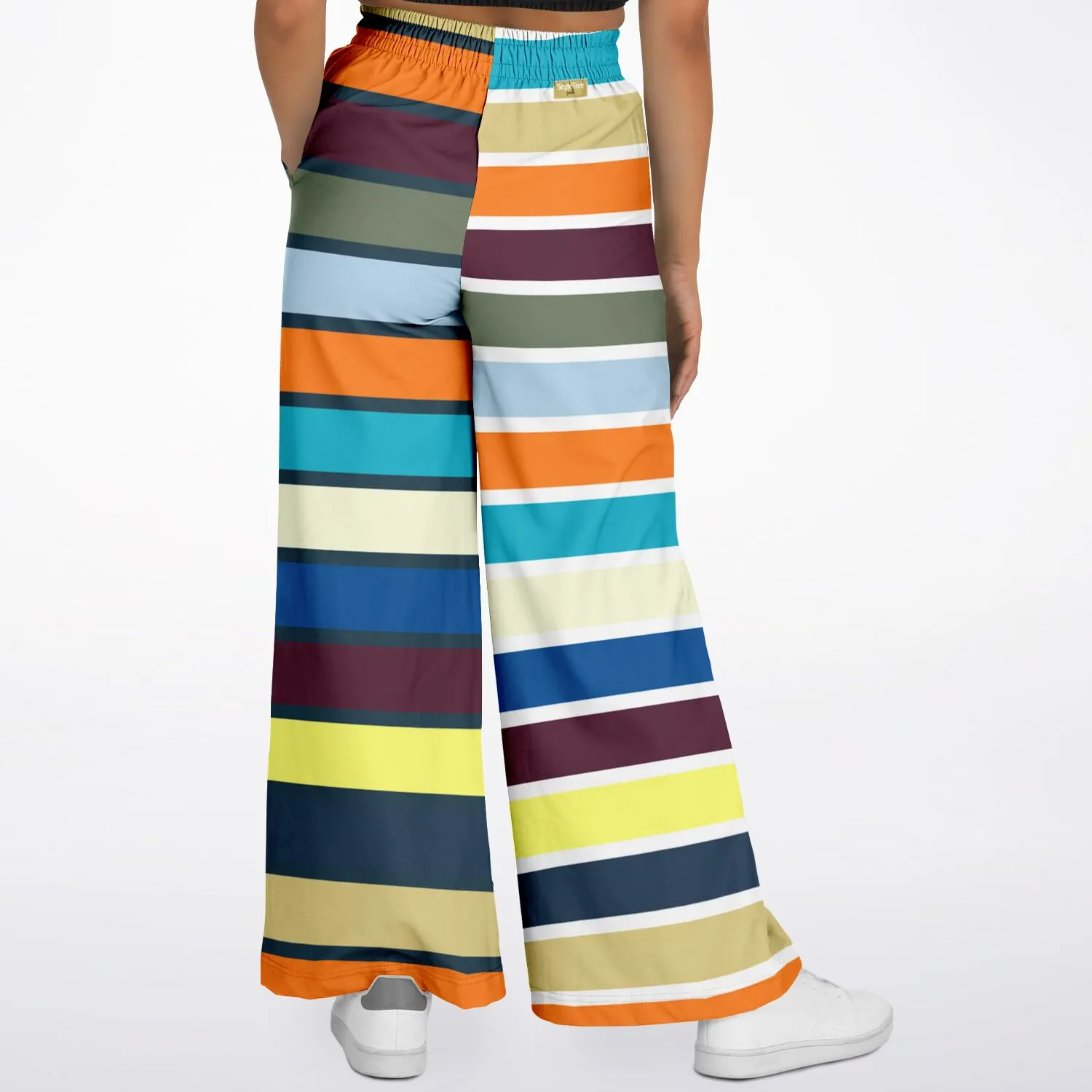 California Beach Girl Rugby Stripe Eco-Poly Wide Leg Pants