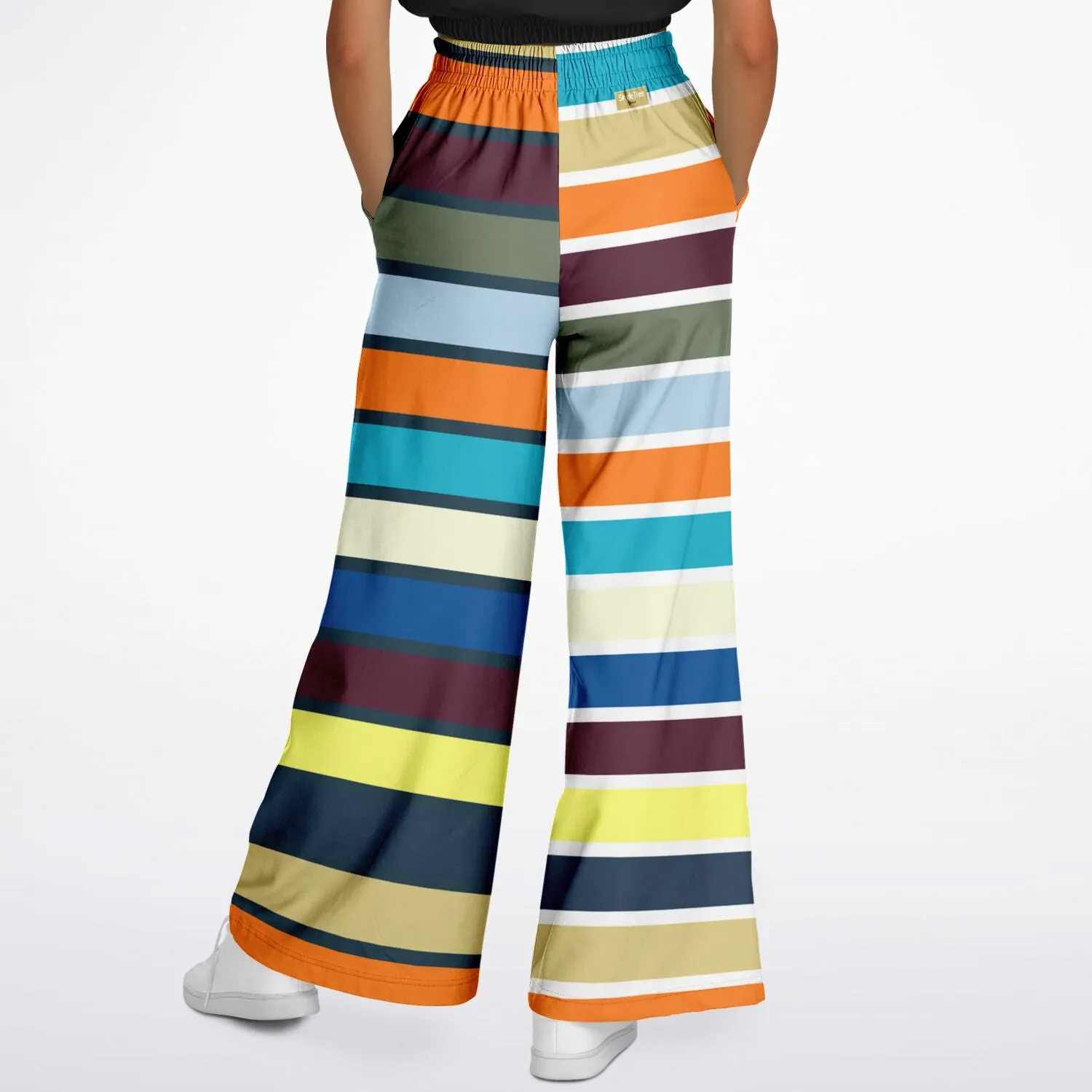 California Beach Girl Rugby Stripe Eco-Poly Wide Leg Pants