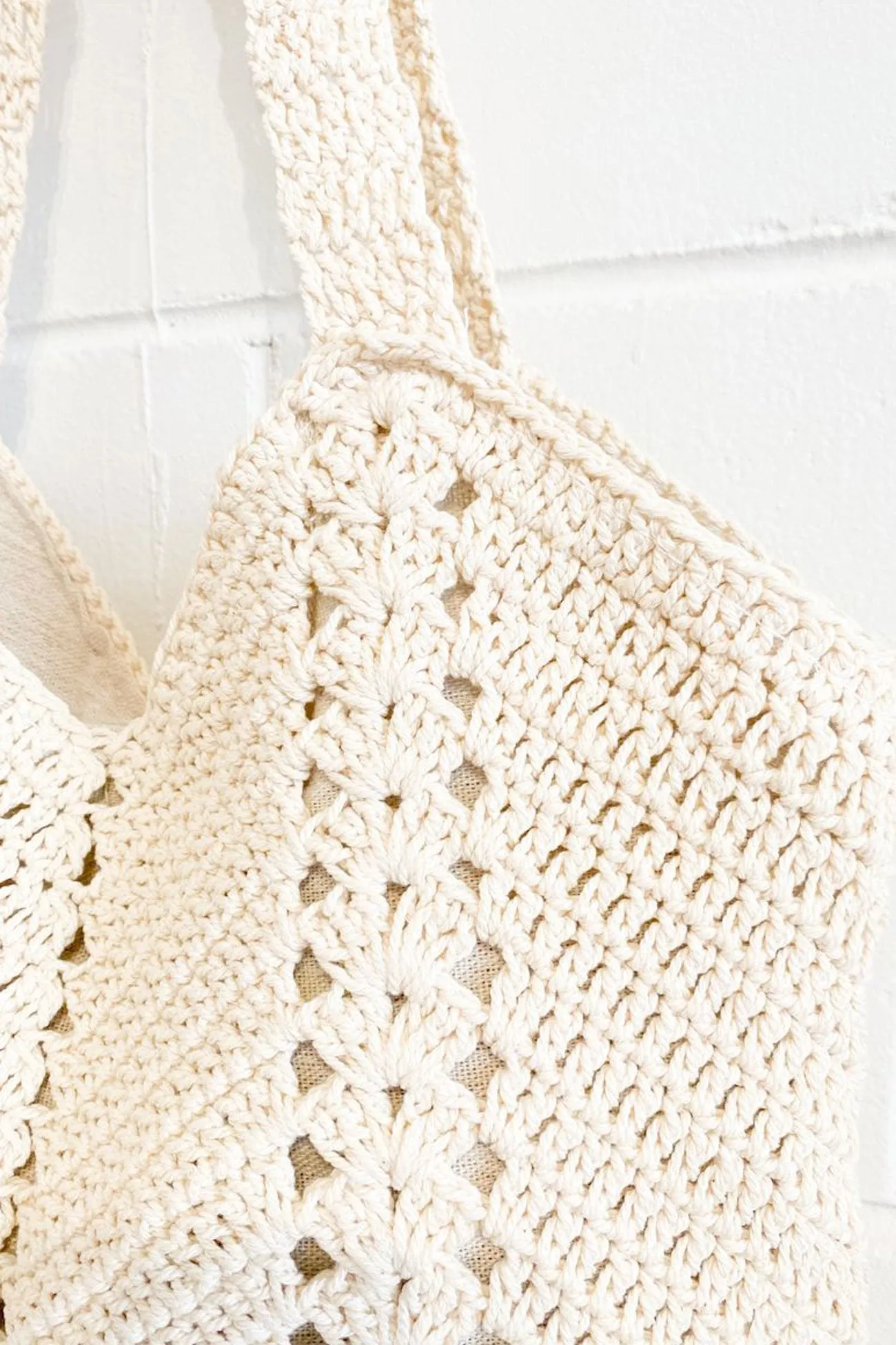 Cassie Crochet Tote Bag Beige