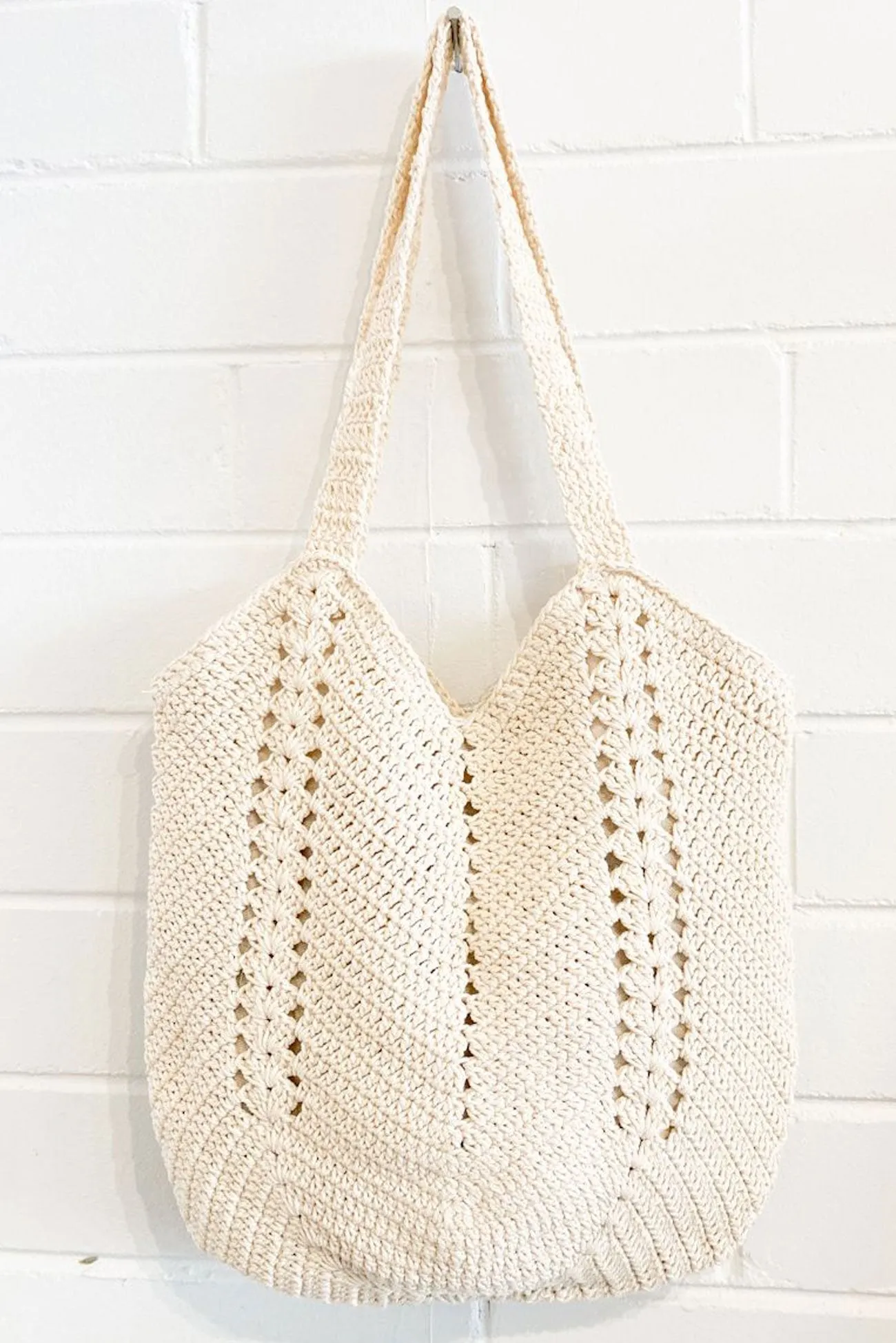 Cassie Crochet Tote Bag Beige