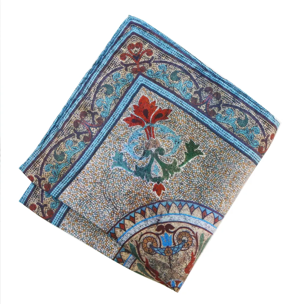 'Collins Mosaic' 100% Silk MENS pocket square 32cm