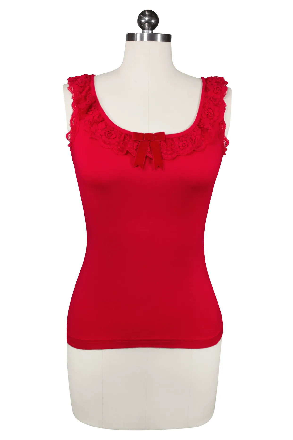 D'Amour Follies  Madam Ruffle Singlet (Strawberry Red)