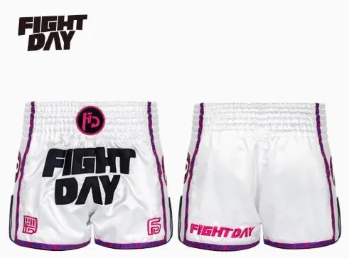 FIGHTDAY FDBS007 MUAY THAI MMA BOXING SHORTS XS-XXL White