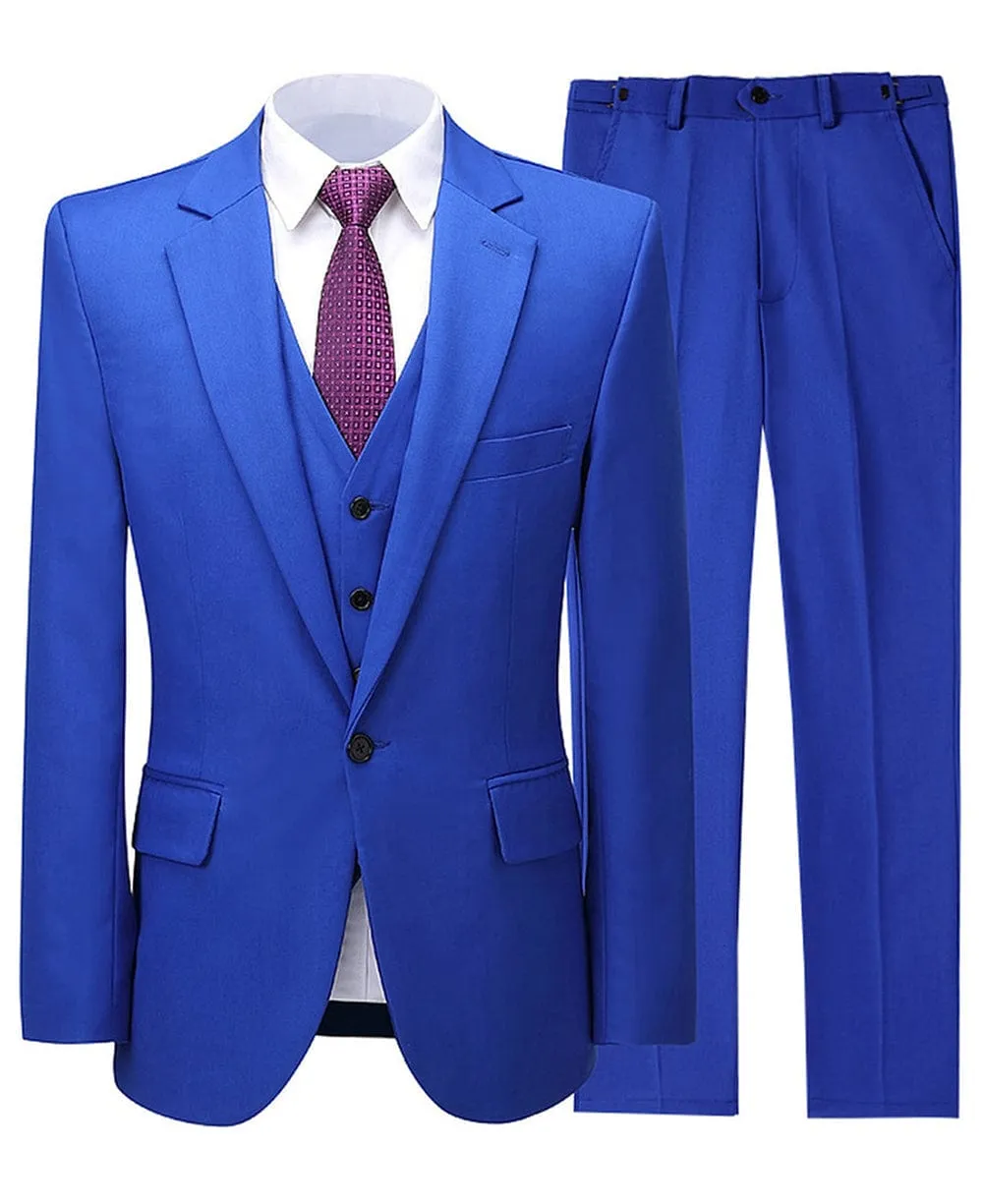 Formal Notch Lapel 3 Pieces Mens Suit For Wedding (Blazer vest Pants)