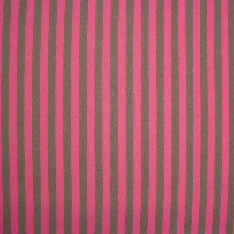 Fuchsia Pink & Brown Striped Silk Georgette