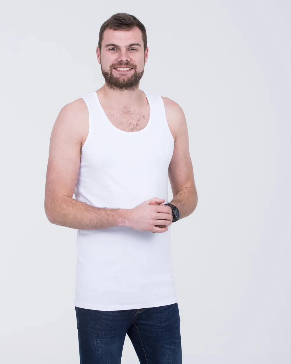 Girav Sleeveless Tall Vest (white) Twin Pack