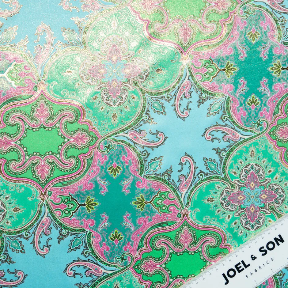 Green & Turquoise Vision Printed Pure Silk