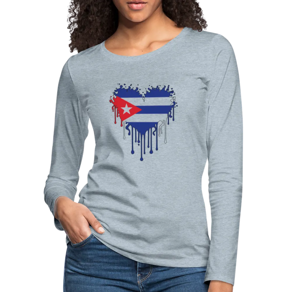 Heart of Cuba Flag Women's Premium Long Sleeve T-Shirt