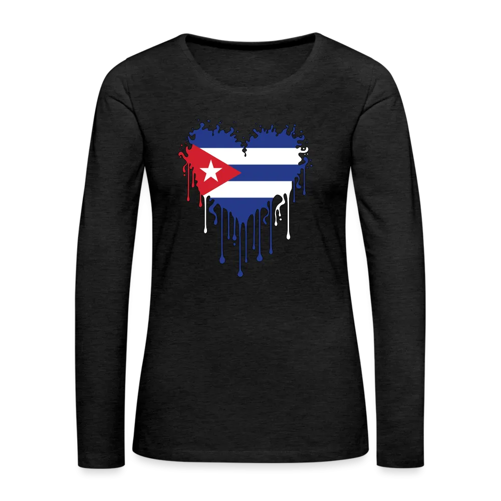 Heart of Cuba Flag Women's Premium Long Sleeve T-Shirt