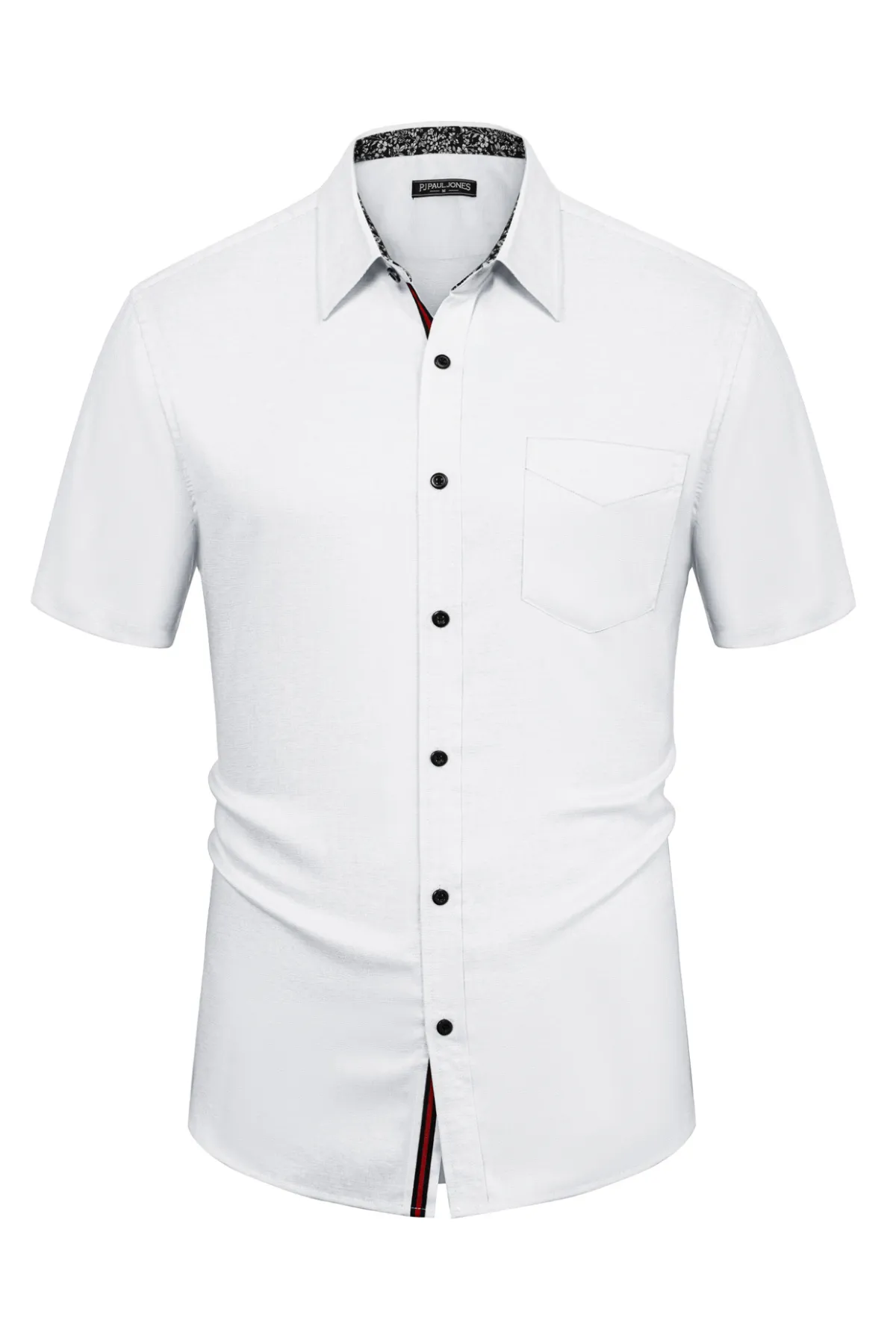 Men Basic Shirt Casual Short Sleeve Classic Collar Button-up Tops