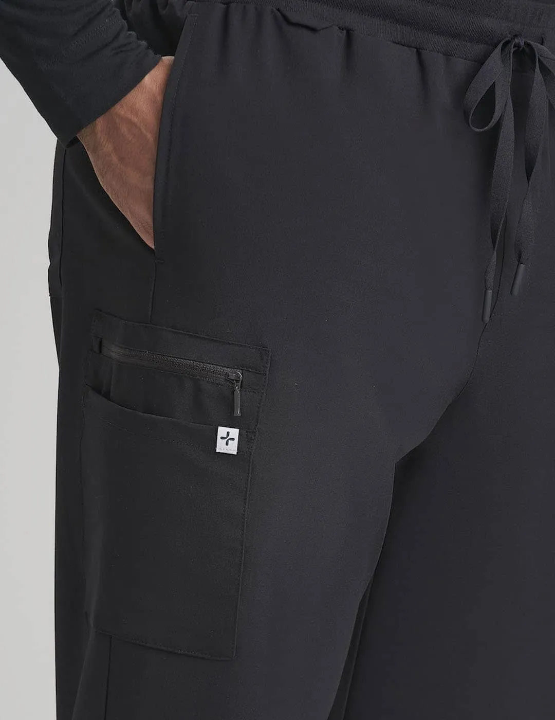 Mens 7-Pocket Straight Leg Scrub Pants - Black