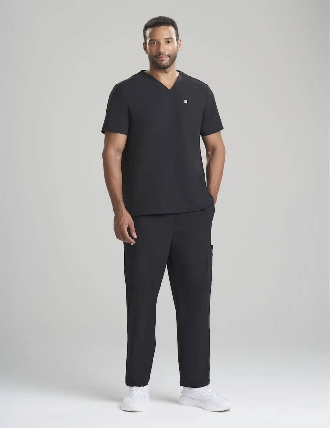 Mens 7-Pocket Straight Leg Scrub Pants - Black