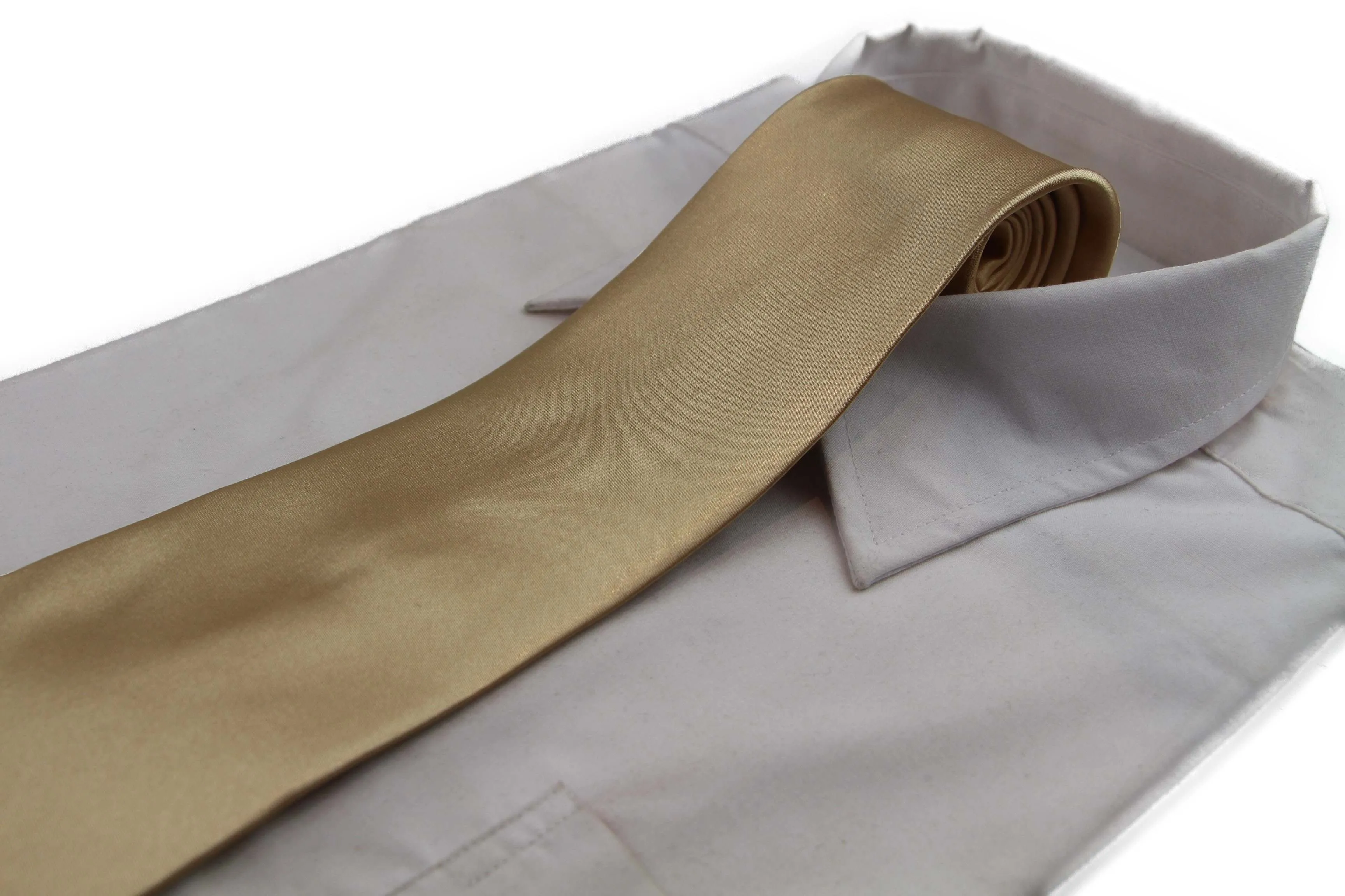 Mens Gold Classic 10cm Plain Neck Tie