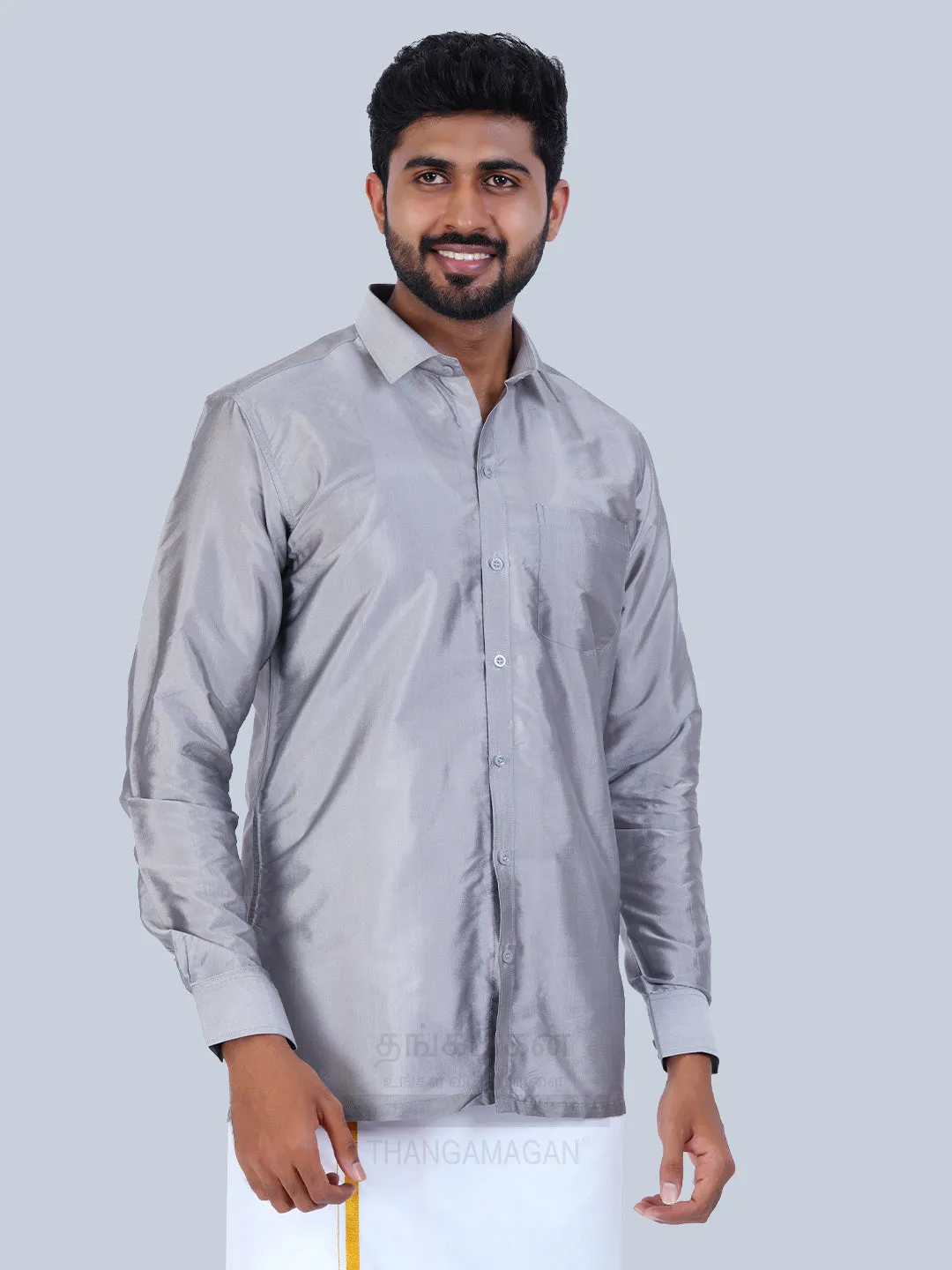 Men's Karishma Fullhand Shirt Only Grey  - Thangamagan