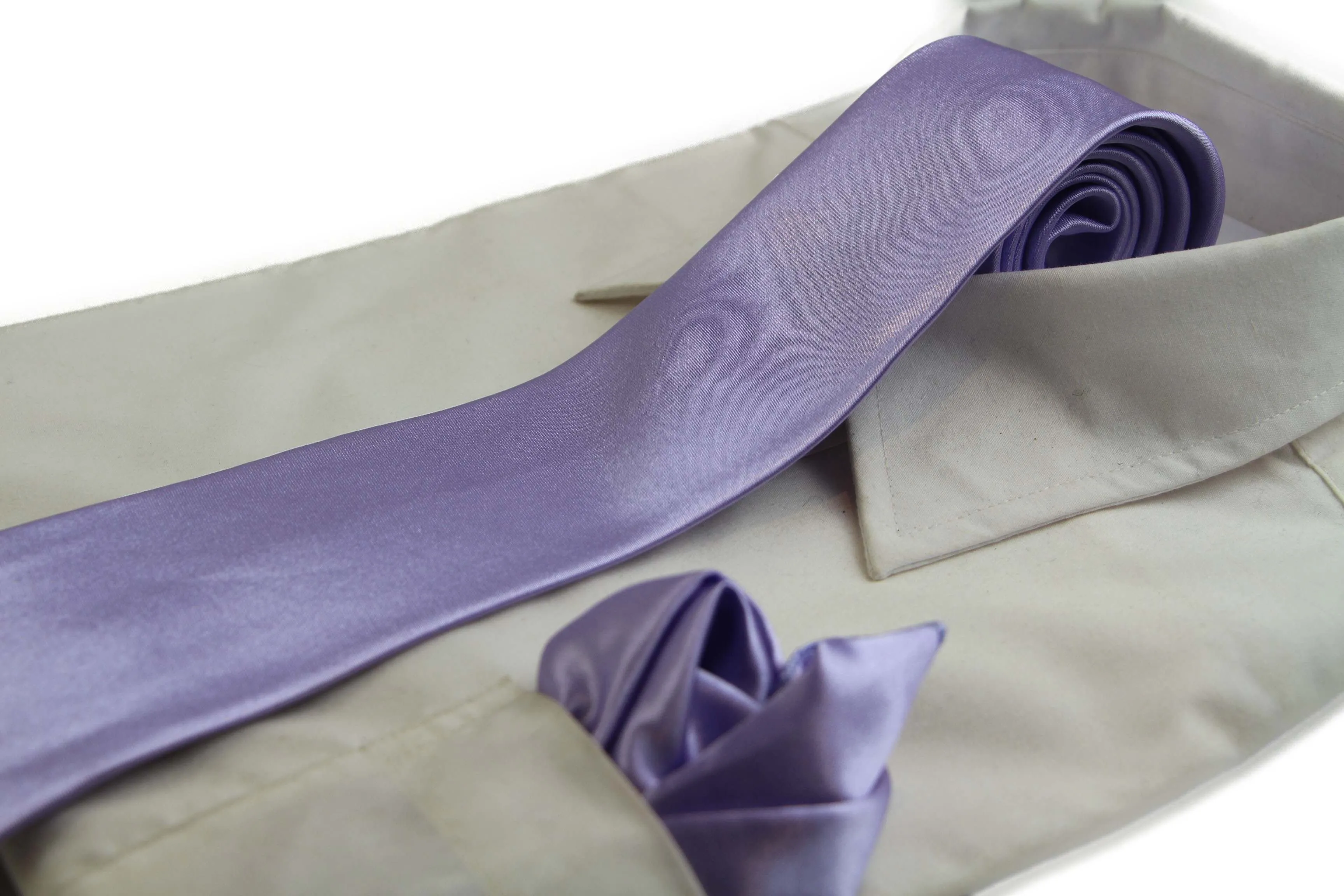 Mens Lavender 8cm Neck Tie & Matching Pocket Square Set