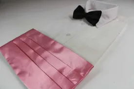 Mens Pink Cummerbund & Black Bow Tie Set