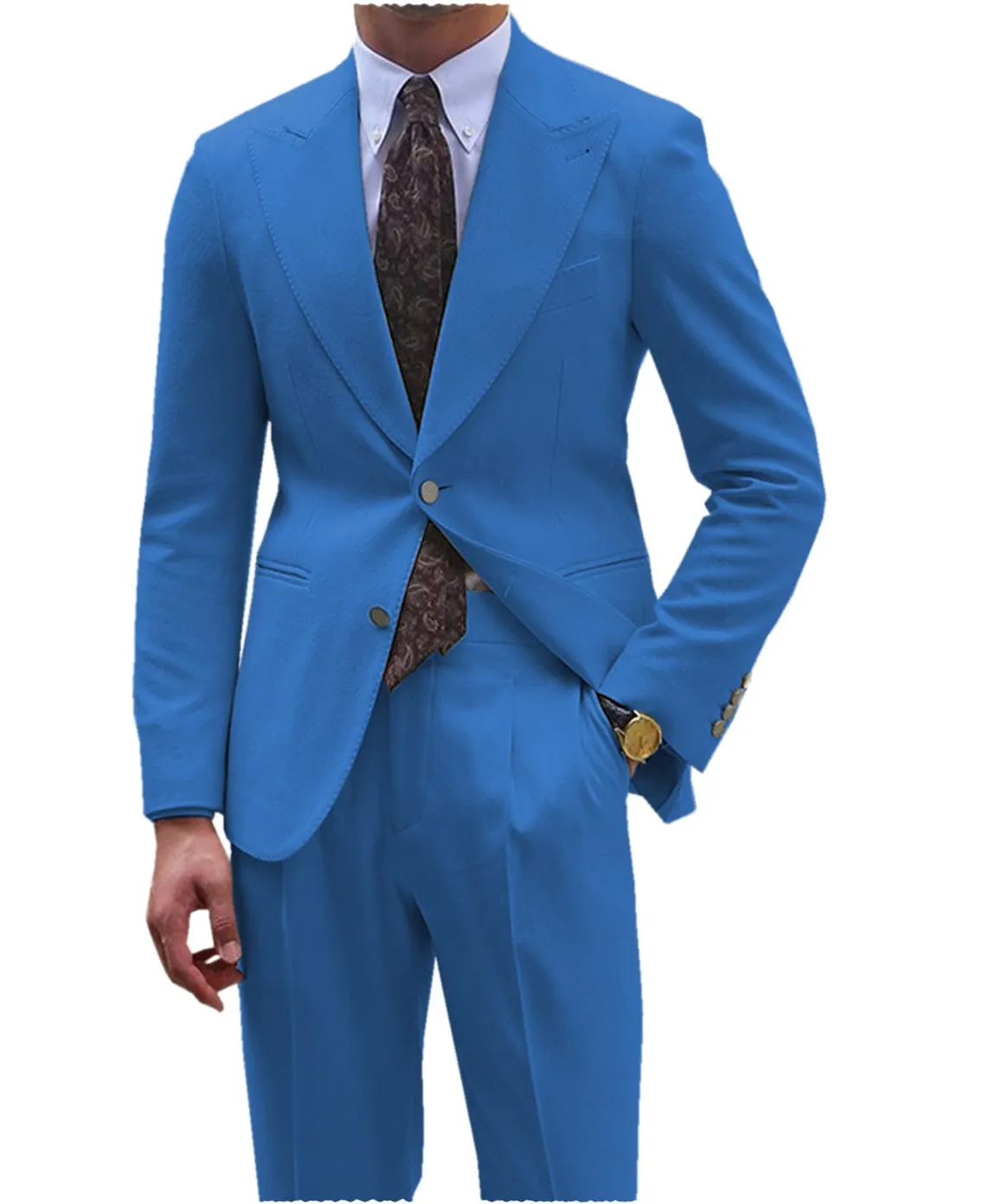 Men's Suit 2 Pieces Double Buttons Peak Lapel Jacket （Blazer Pants）