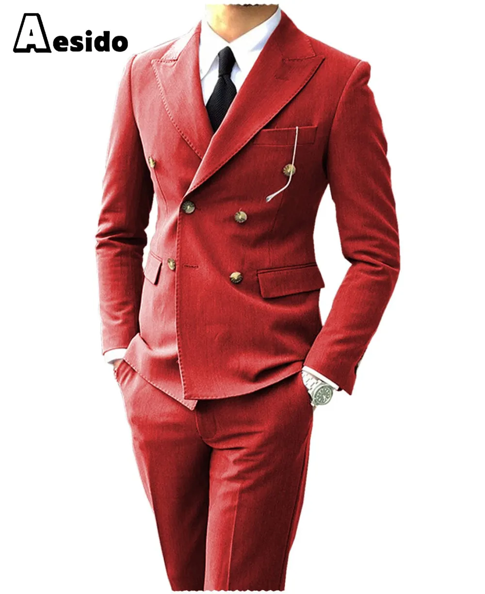 Men's Suit Peak Lapel Double Breasts Jacket (Blazer Pants)