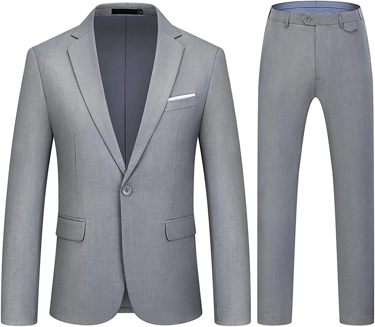 Mens Suits 2 Piece Slim Fit Casual One Button Solid Suits