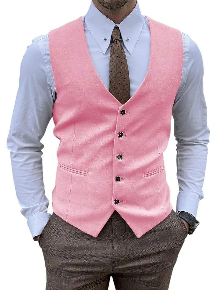 Men's Vest Single Breasted Business Casual V Neck Waistcoat