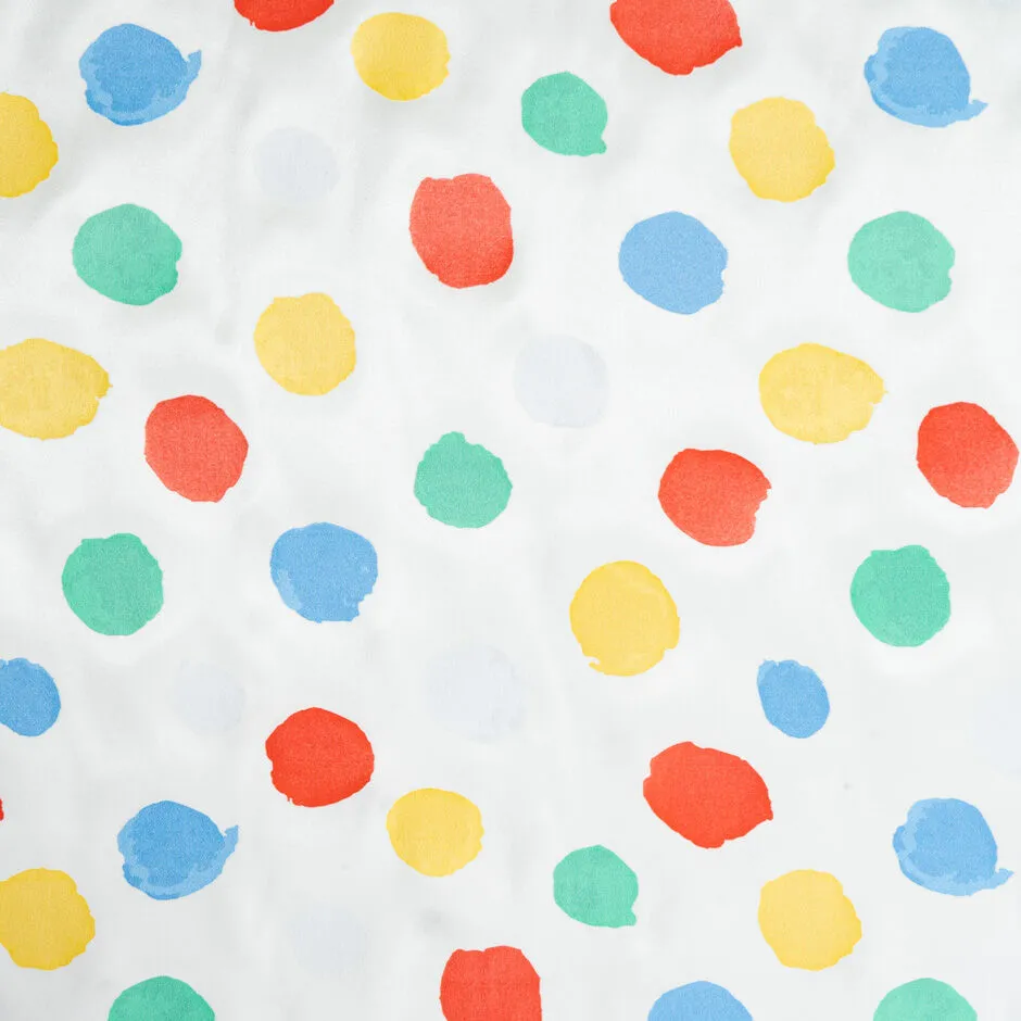 Multi-Coloured Spot Vision Printed Ivory Pure Silk Satin