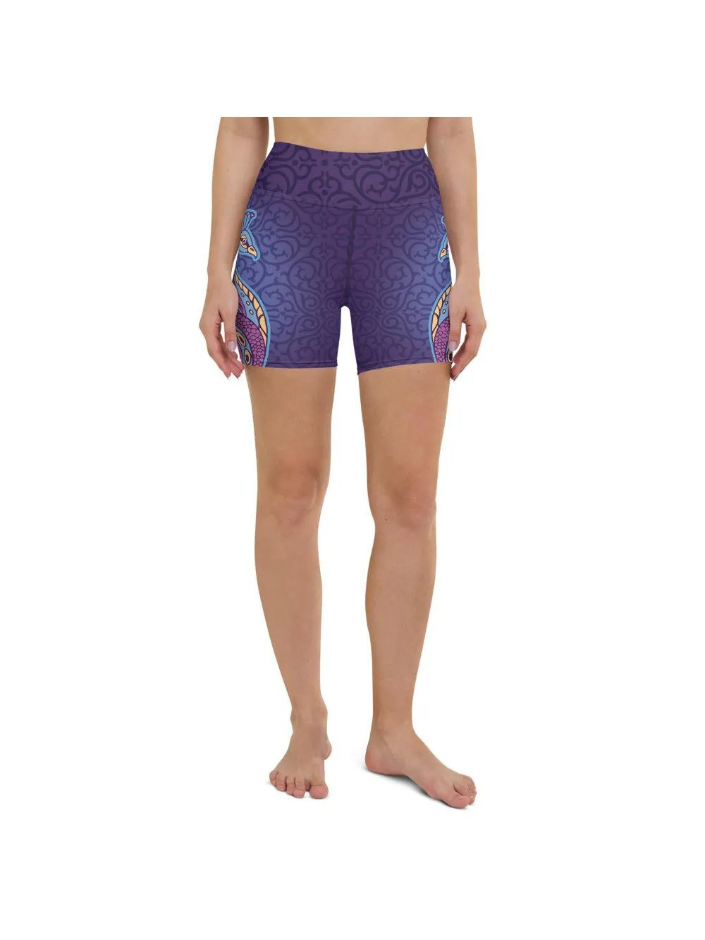 Ornamental Peacock Yoga Shorts