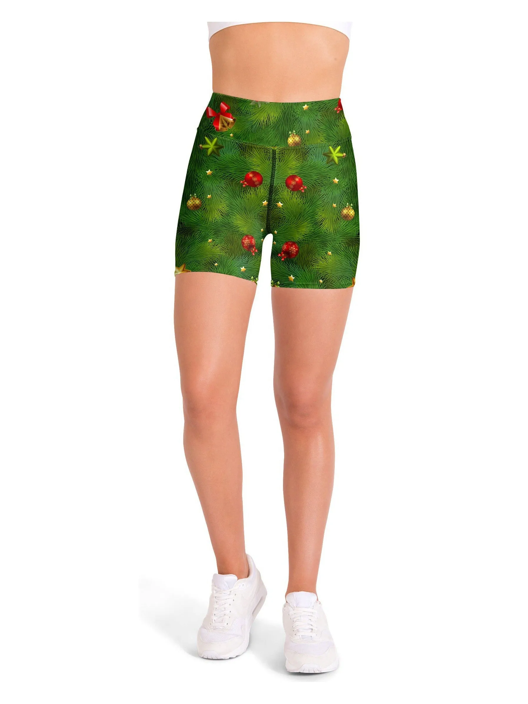 Realistic Christmas Tree Yoga Shorts