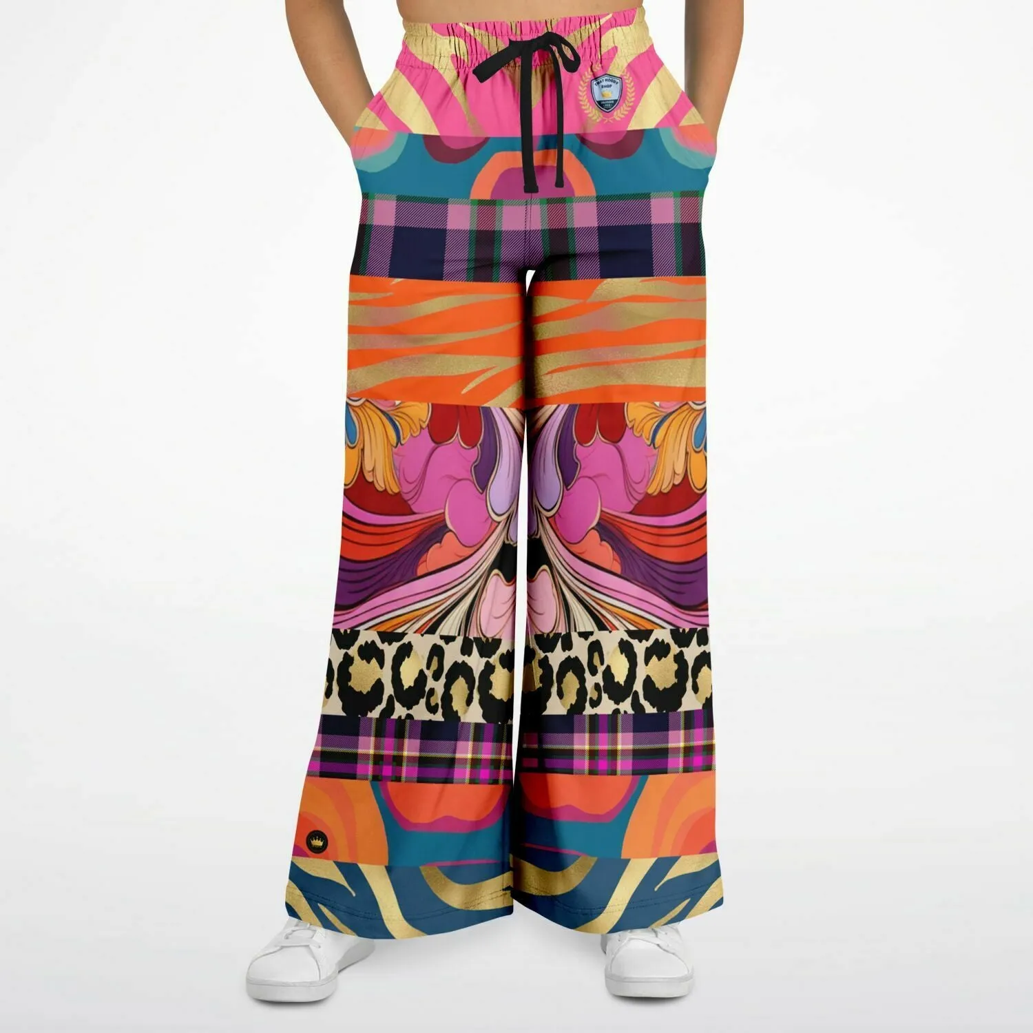 Release the Krakken Patchwork Eco-Poly Wide Leg Pants