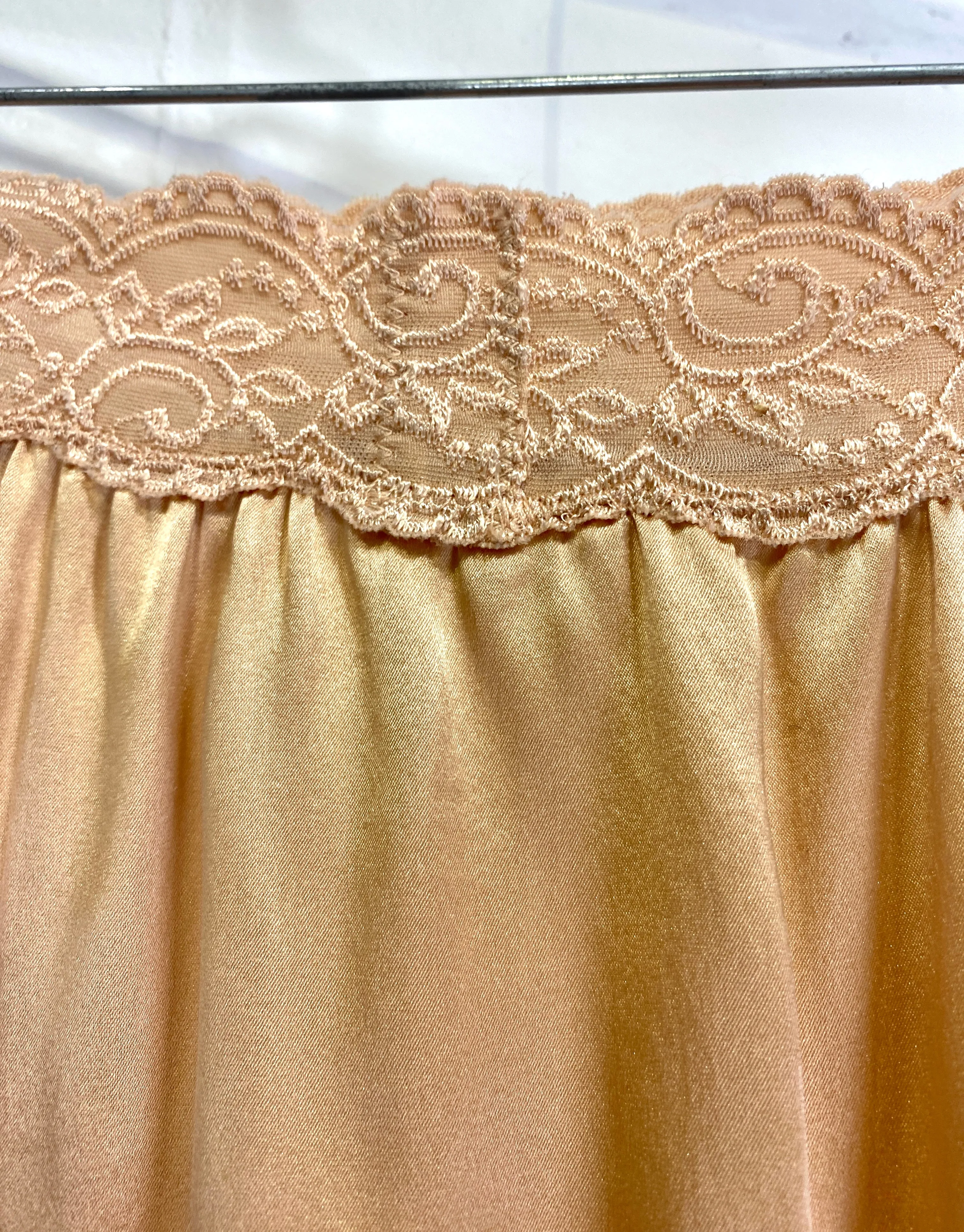 Reproduction 1940s Peach Satin & Lace Underwear, W26"