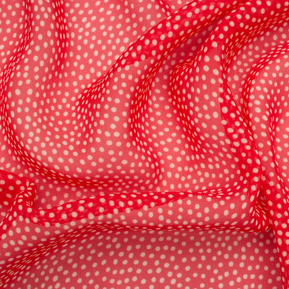 Ruby Red/White Spotted Silk Georgette