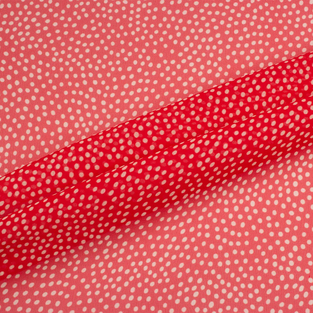 Ruby Red/White Spotted Silk Georgette