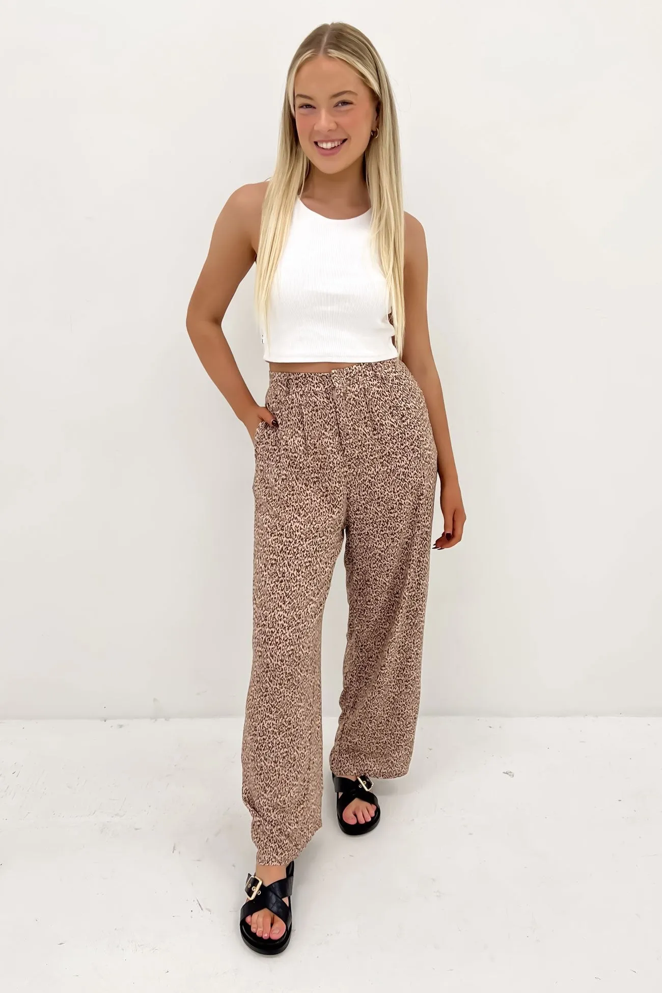 Scarlett Wide Leg Pant Micro Leopard