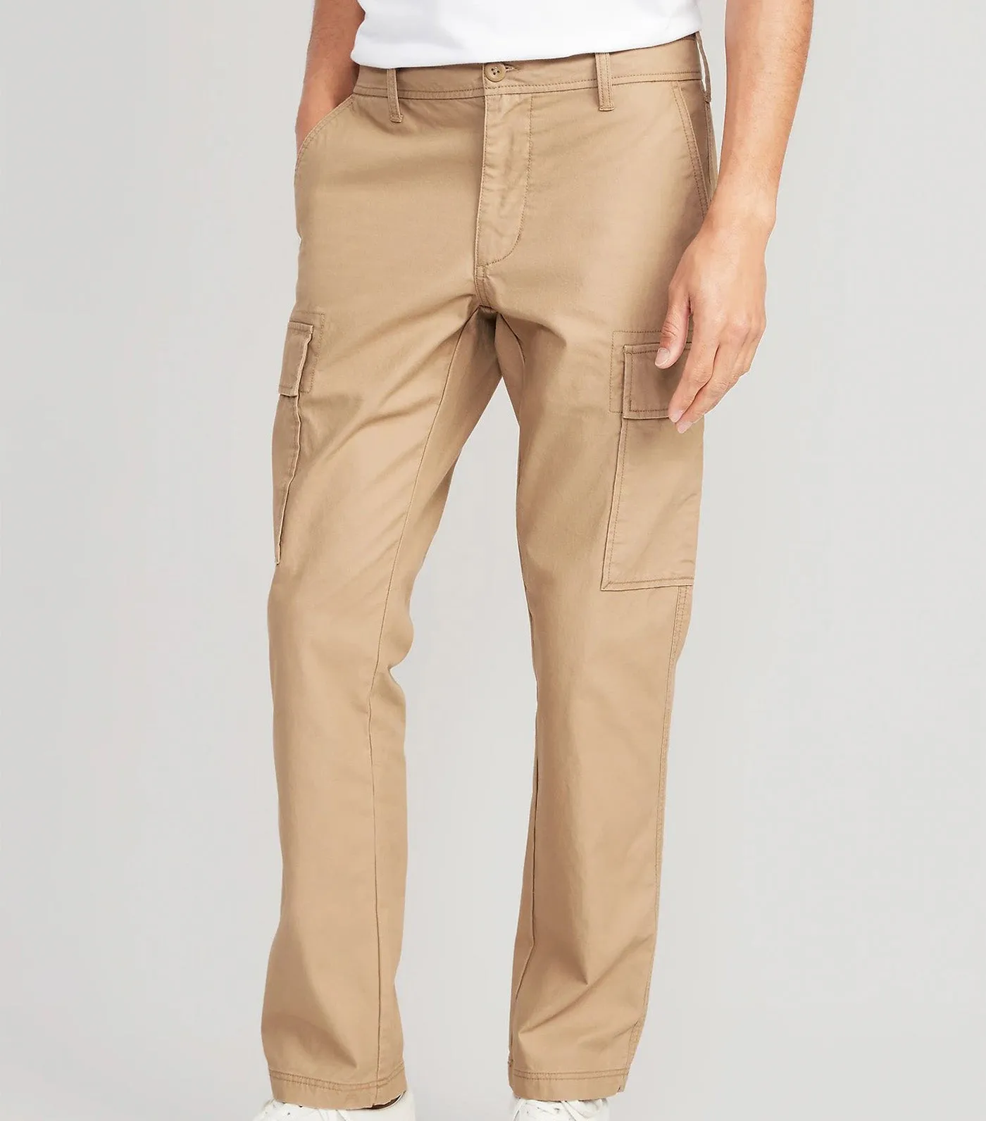 Straight Oxford Cargo Pants for Men Teakwood