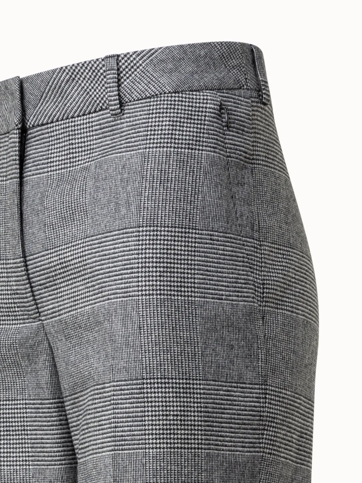 Straight Prince of Wales Checked Wool Cashmere Pants