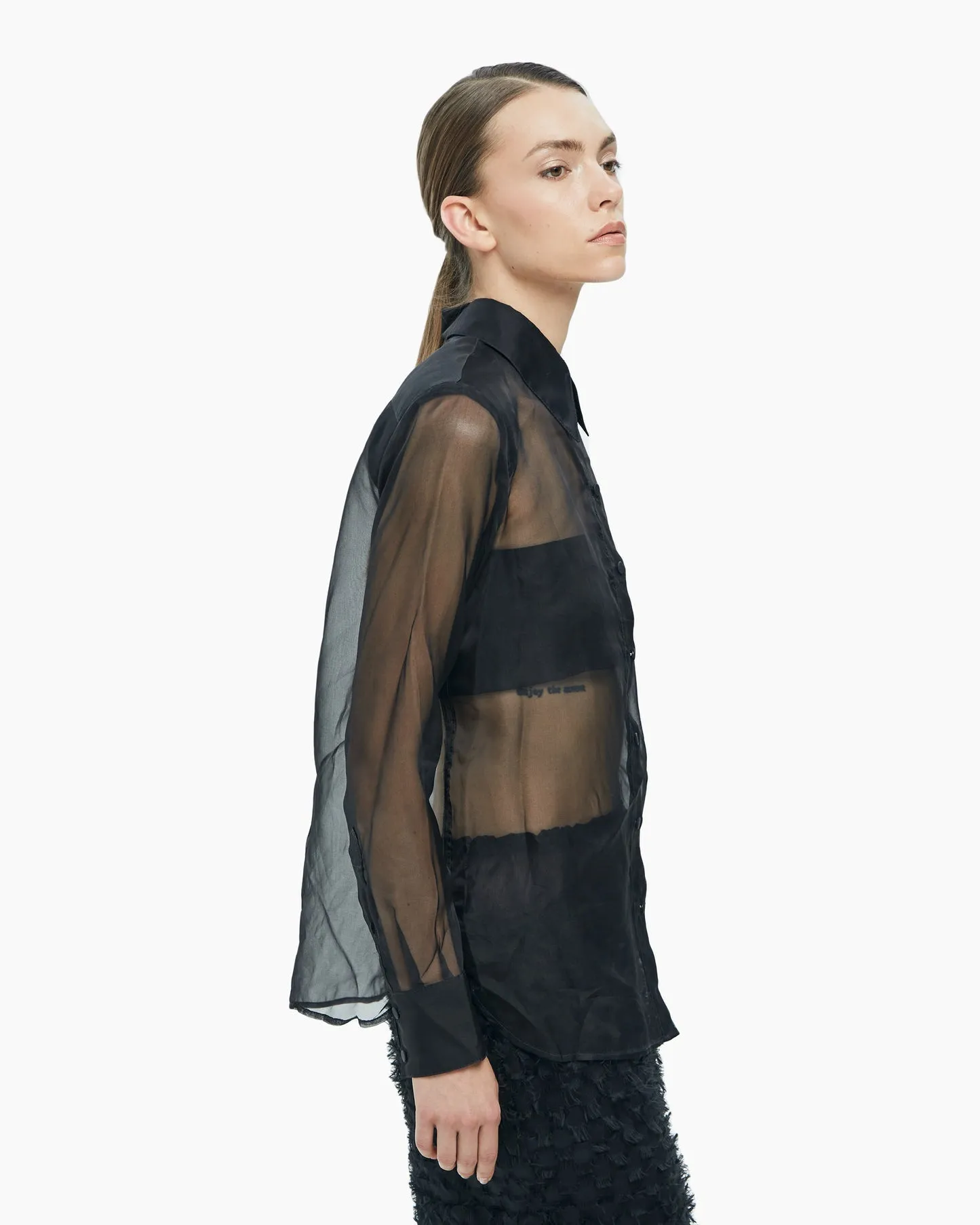 Straight shirt in silk organza