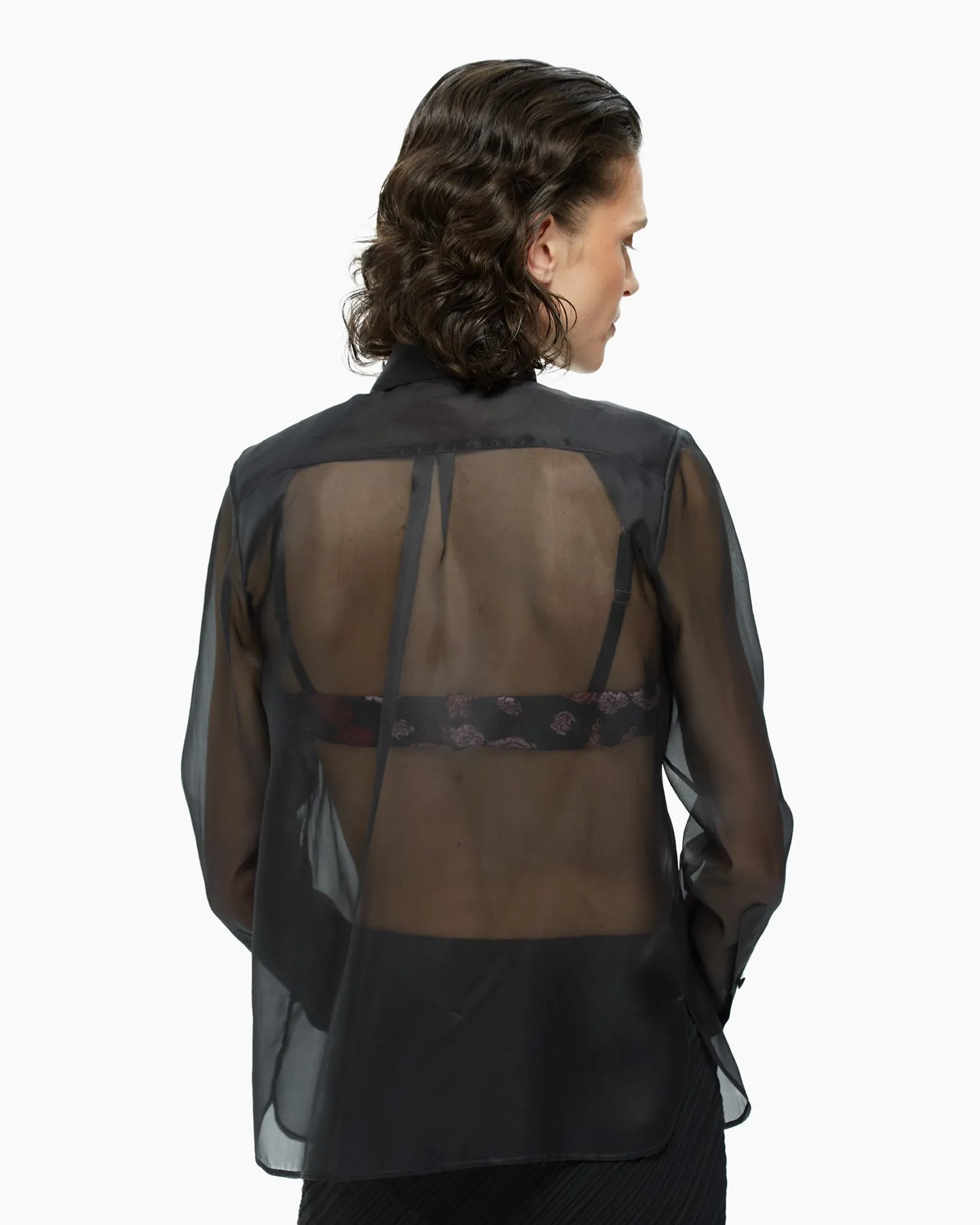 Straight shirt in silk organza