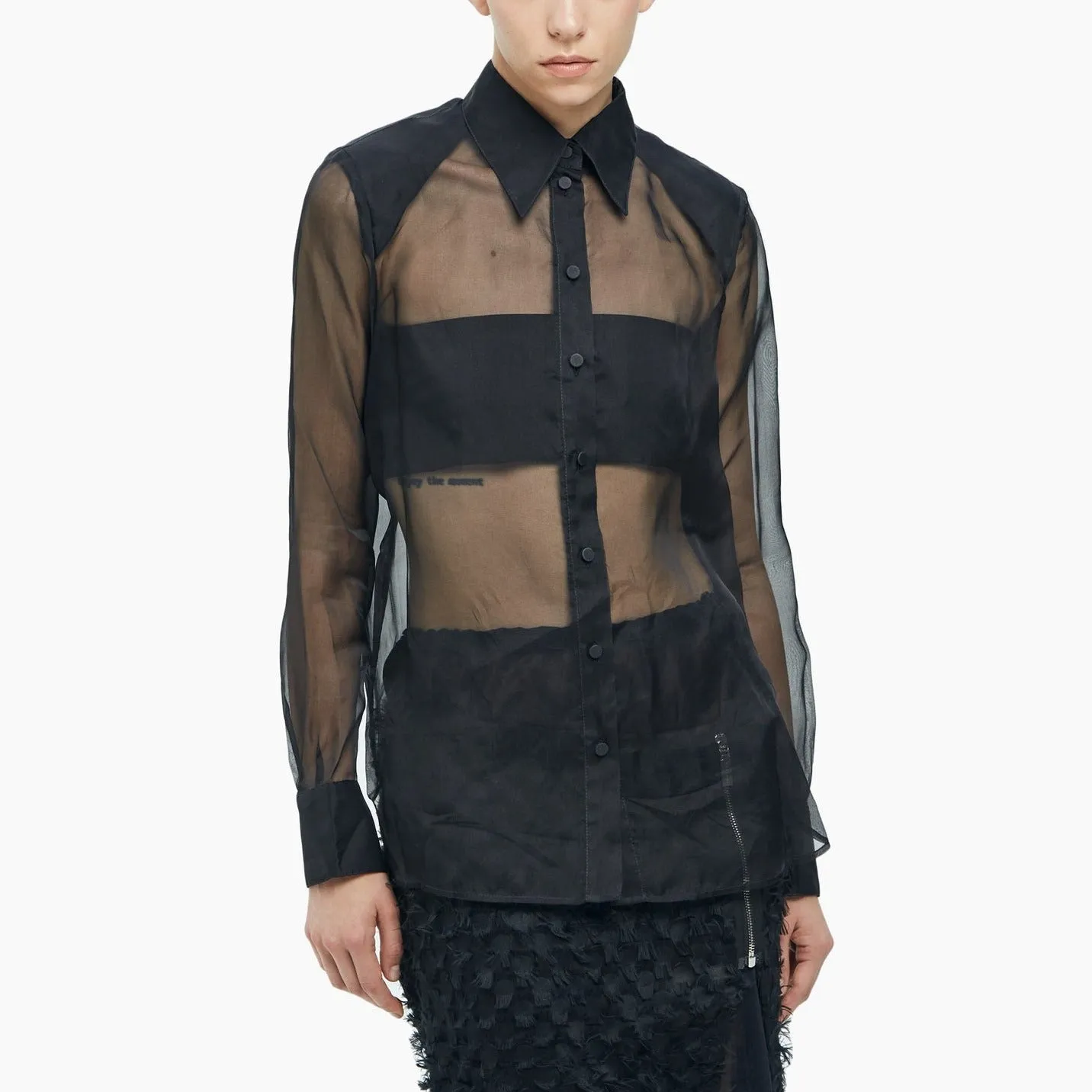 Straight shirt in silk organza