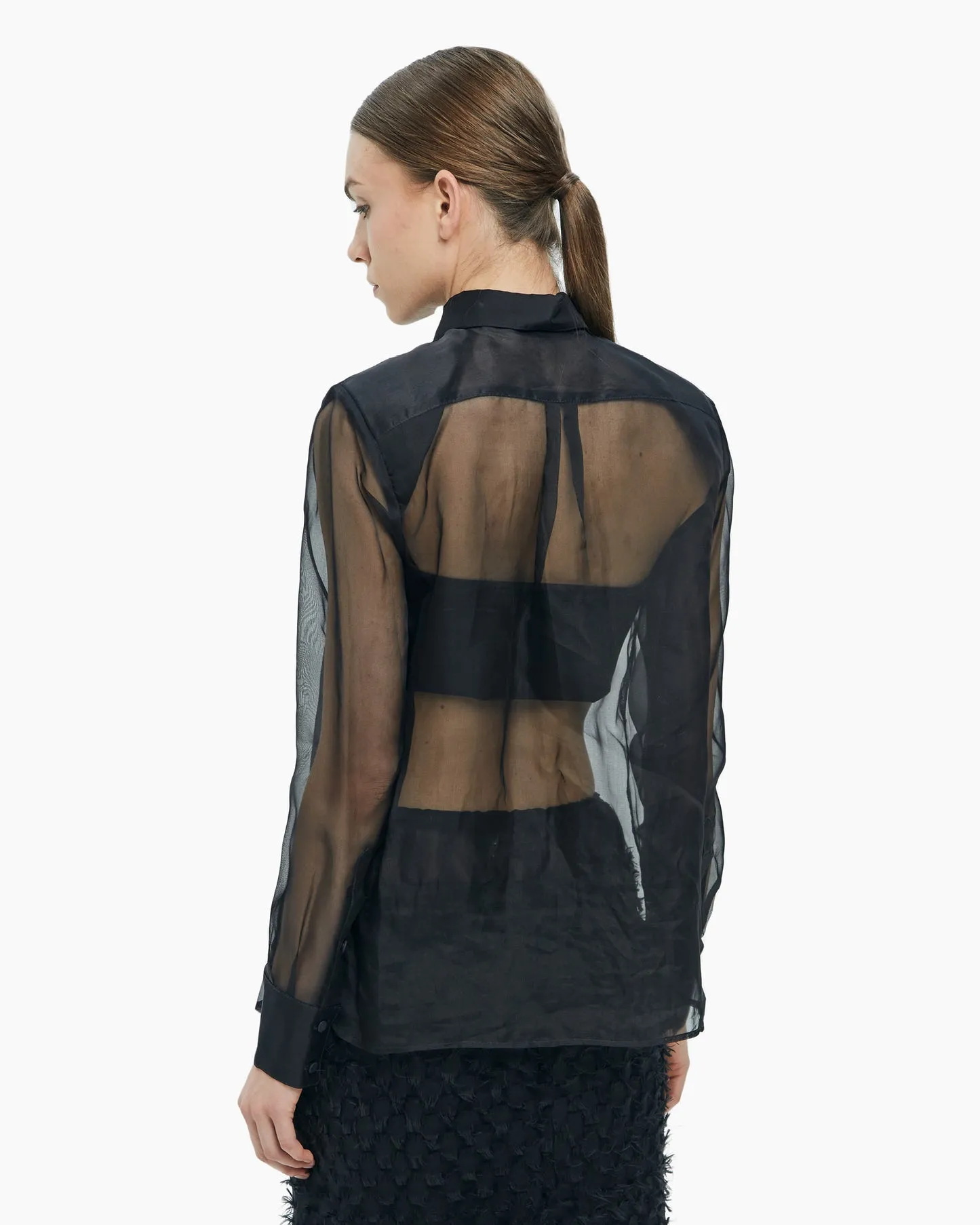 Straight shirt in silk organza