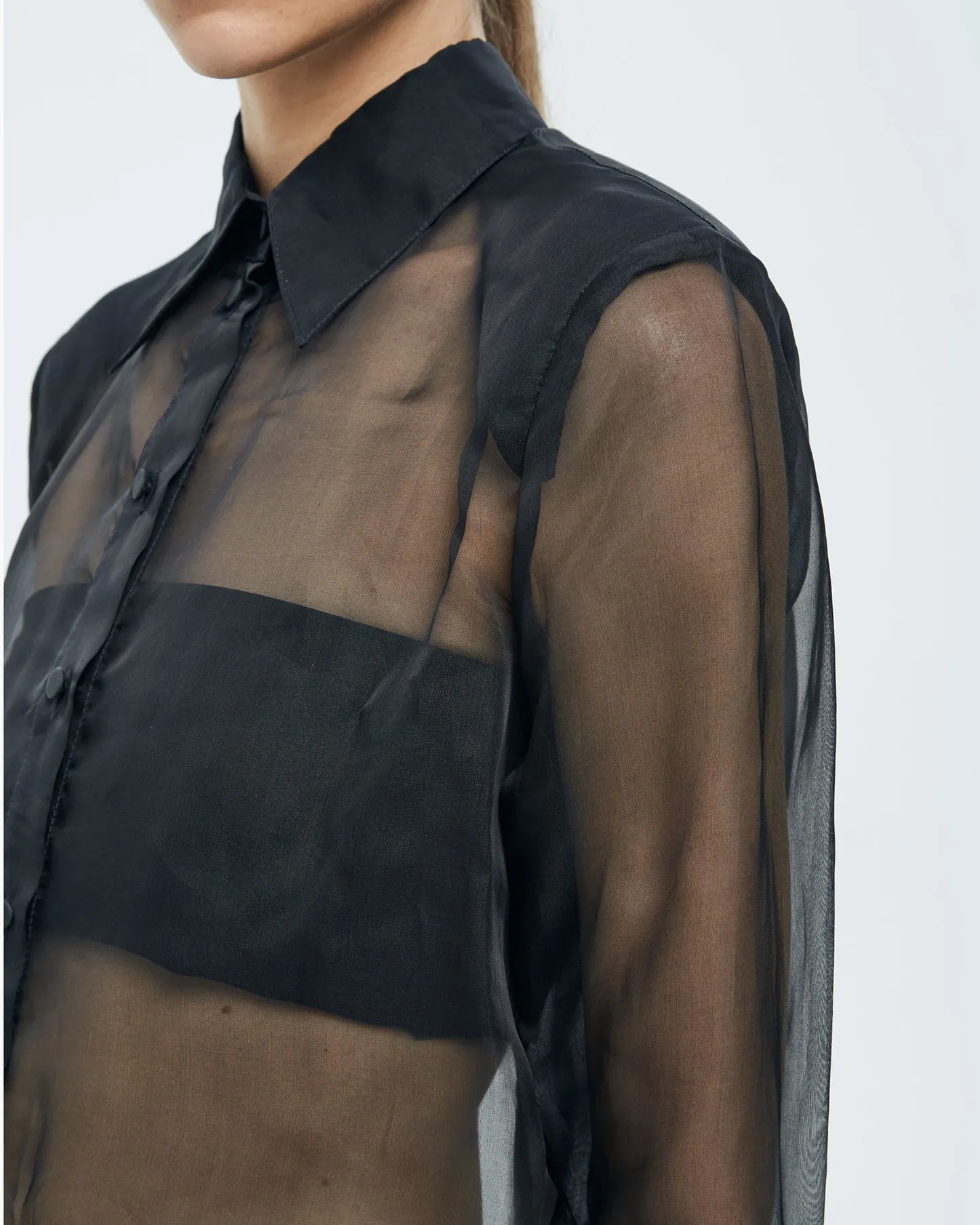 Straight shirt in silk organza