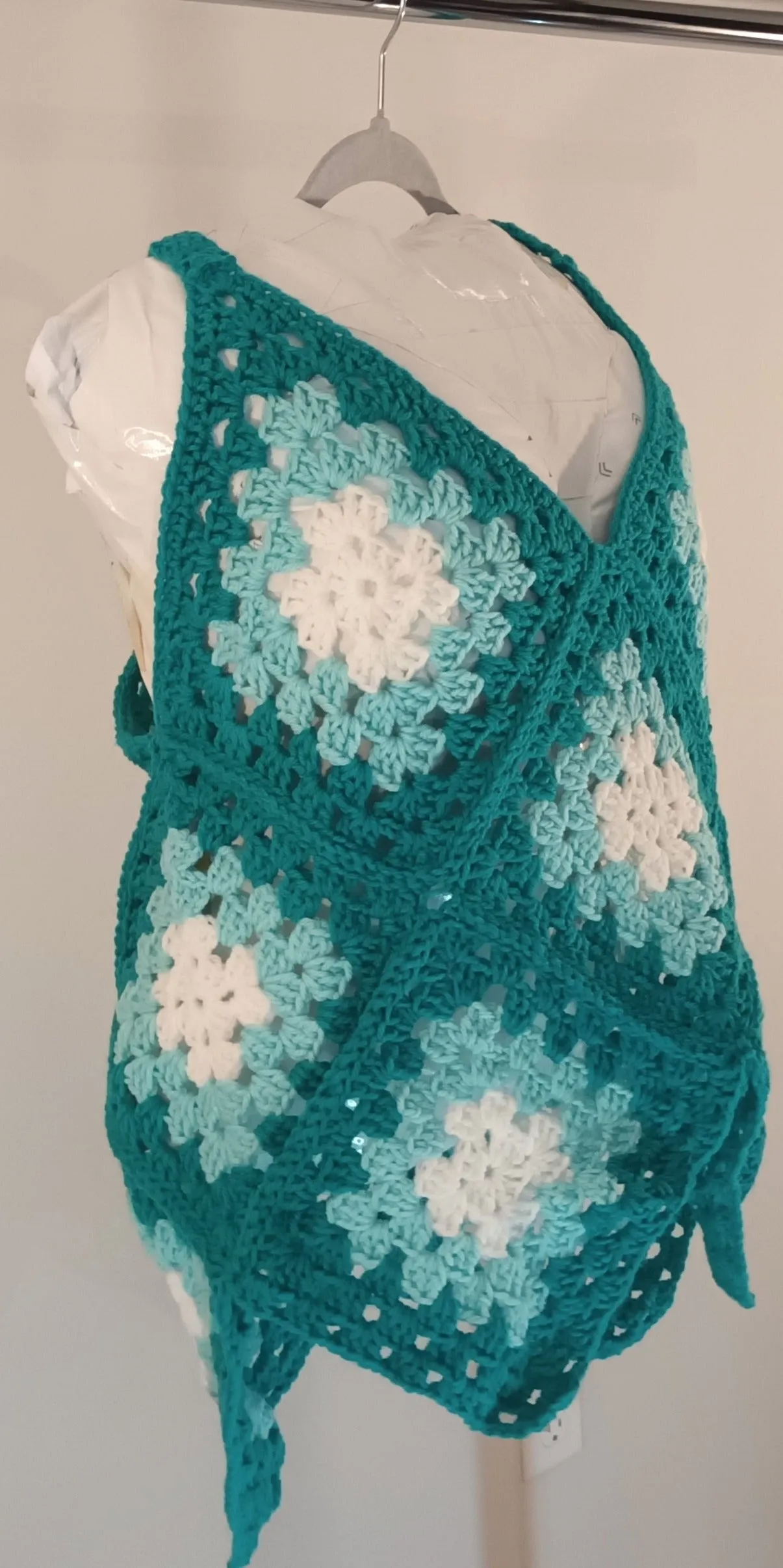 Teal Granny Square Festival Tank top 1XL/2XL womens