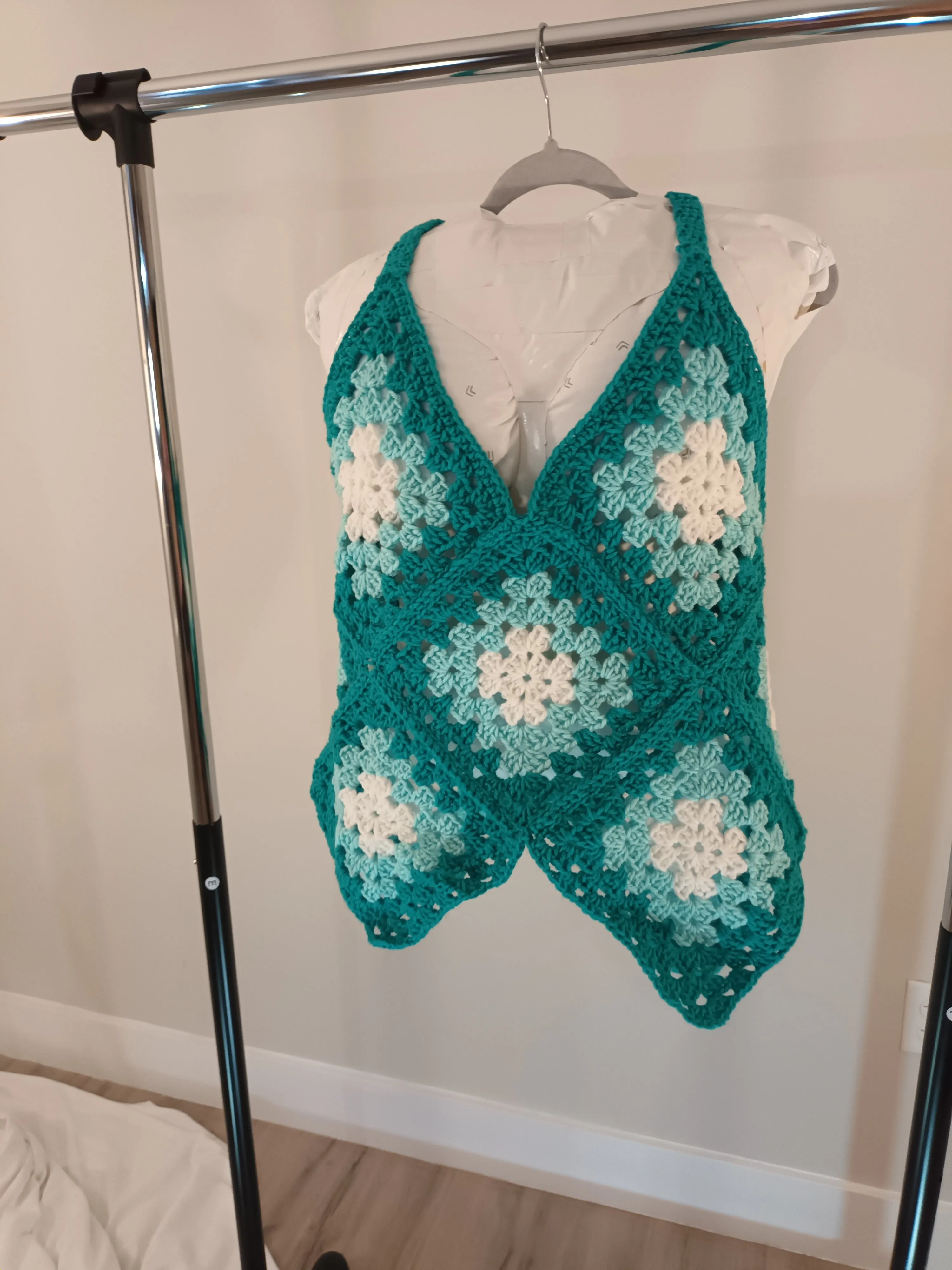 Teal Granny Square Festival Tank top 1XL/2XL womens