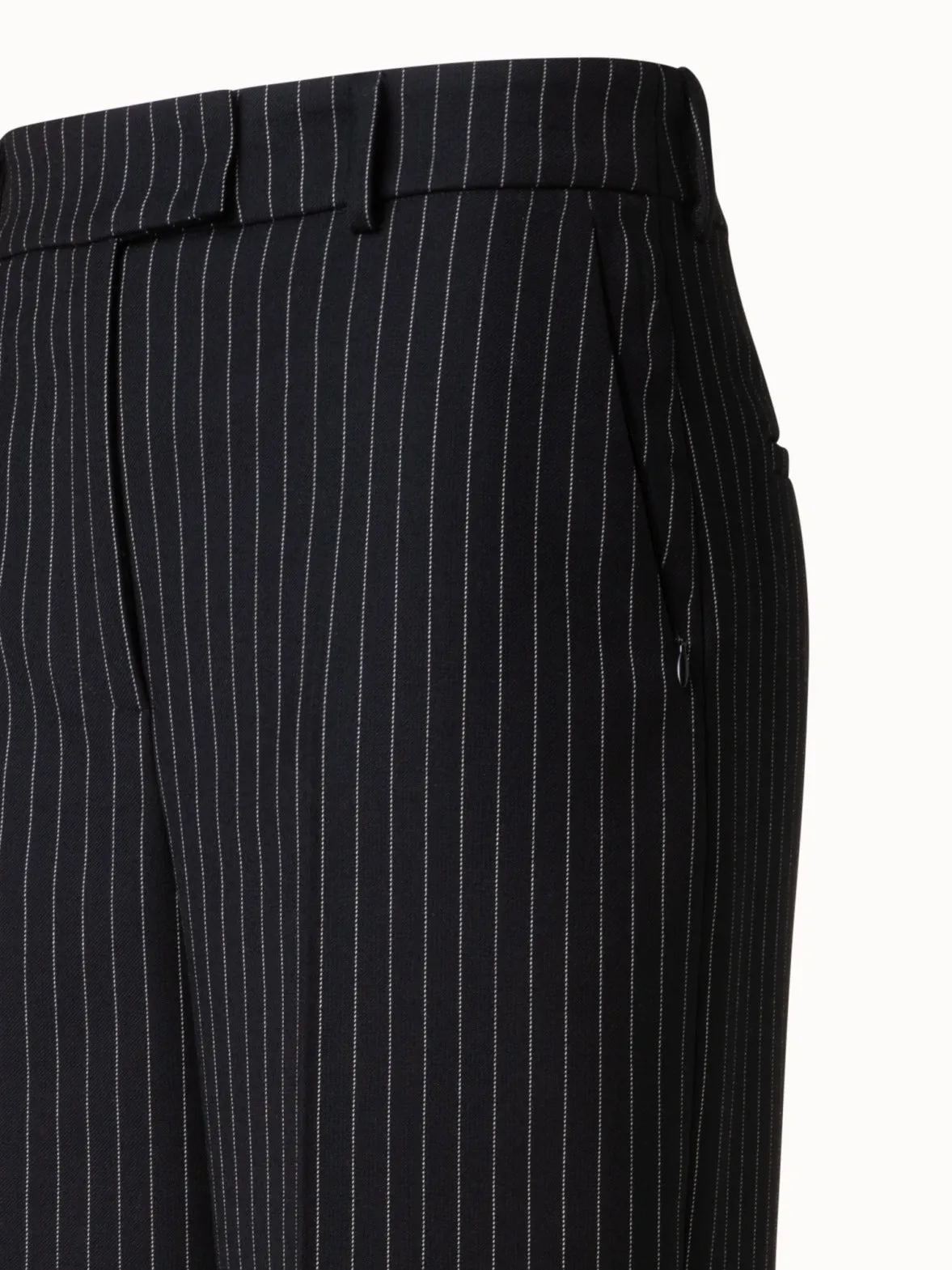 Wide Leg Pants in Wool Double-Face with Pinstripes