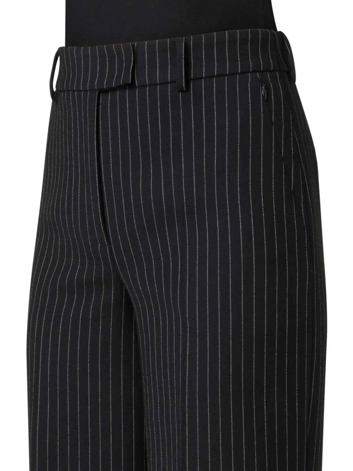 Wide Leg Pants in Wool Double-Face with Pinstripes