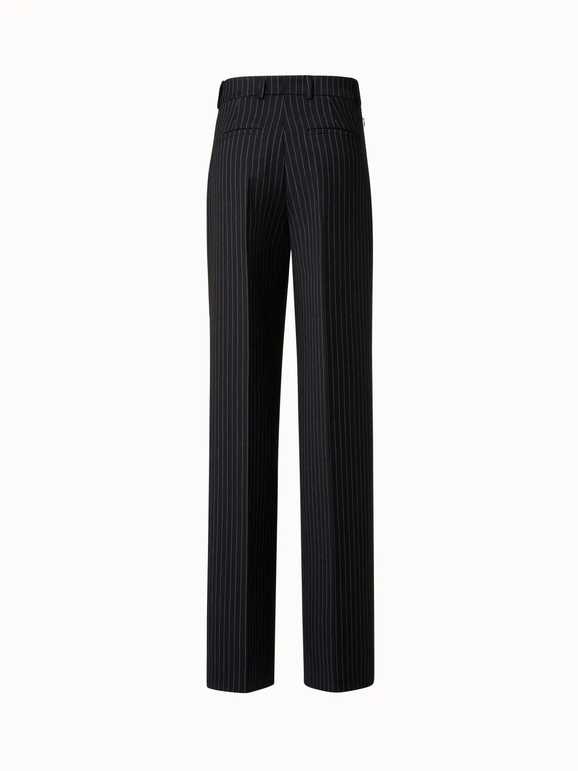 Wide Leg Pants in Wool Double-Face with Pinstripes